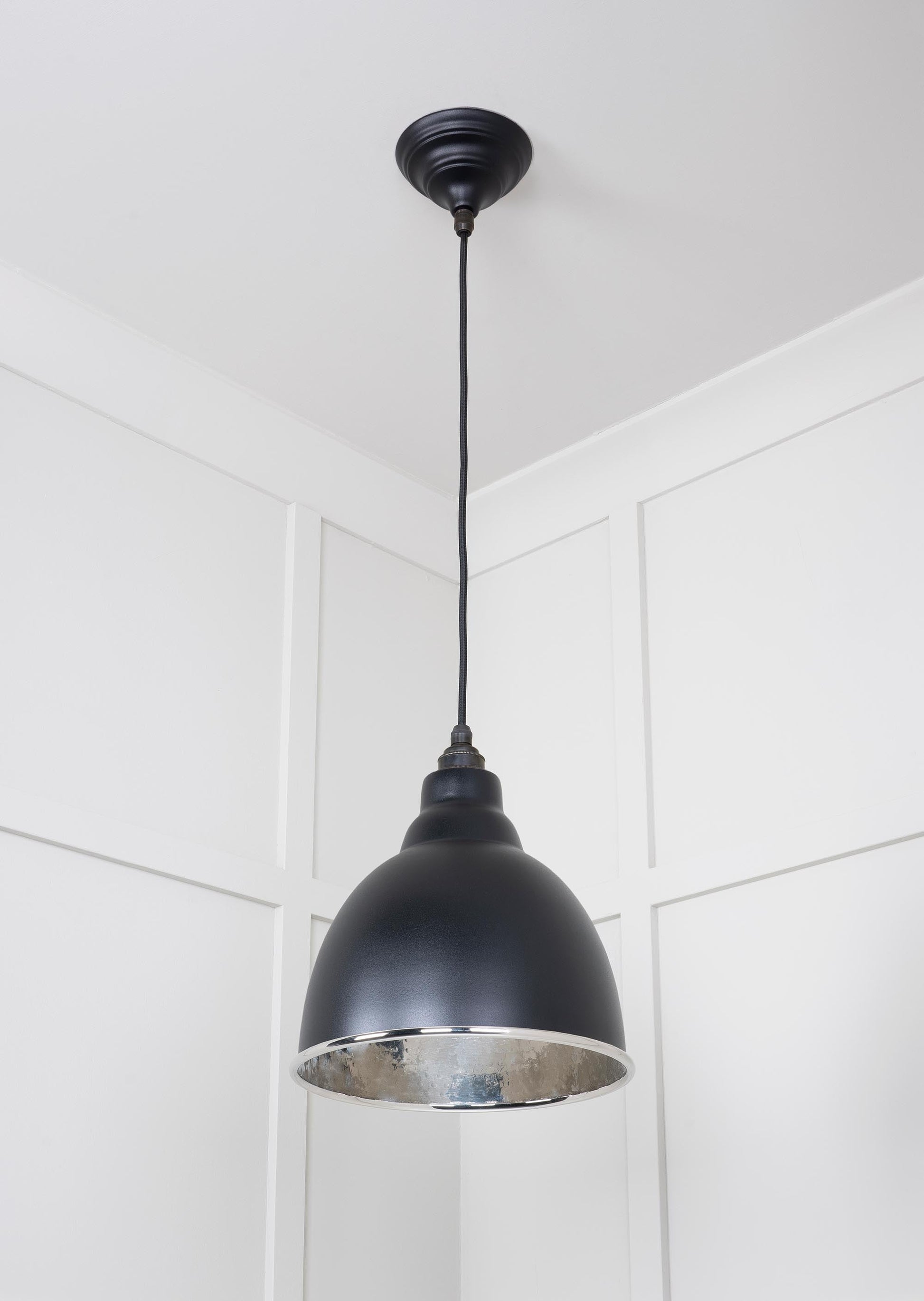 Hammered Nickel Brindley Pendant Light Elan Black, Underside.