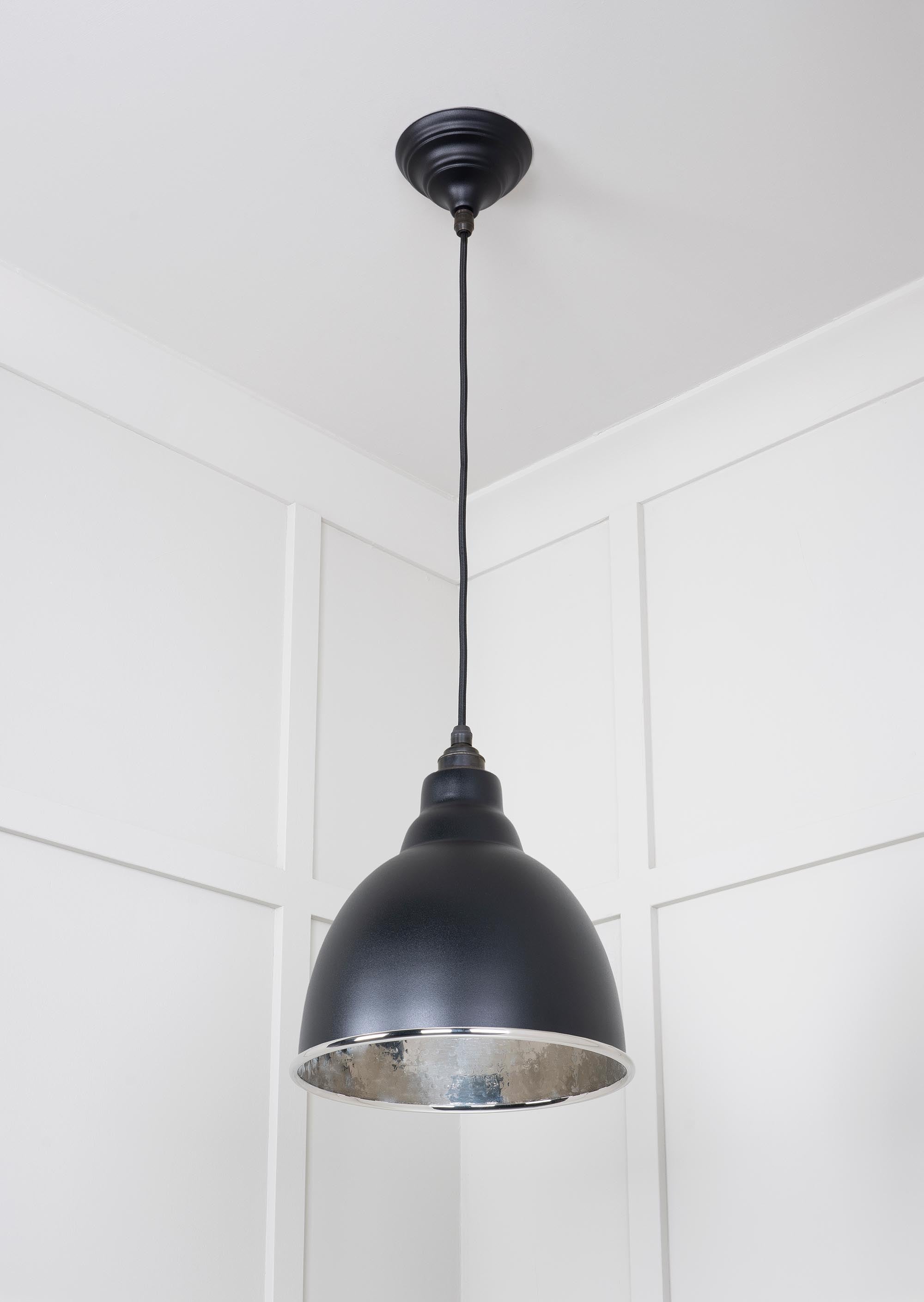 Hammered Nickel Brindley Pendant Light Elan Black, Underside.