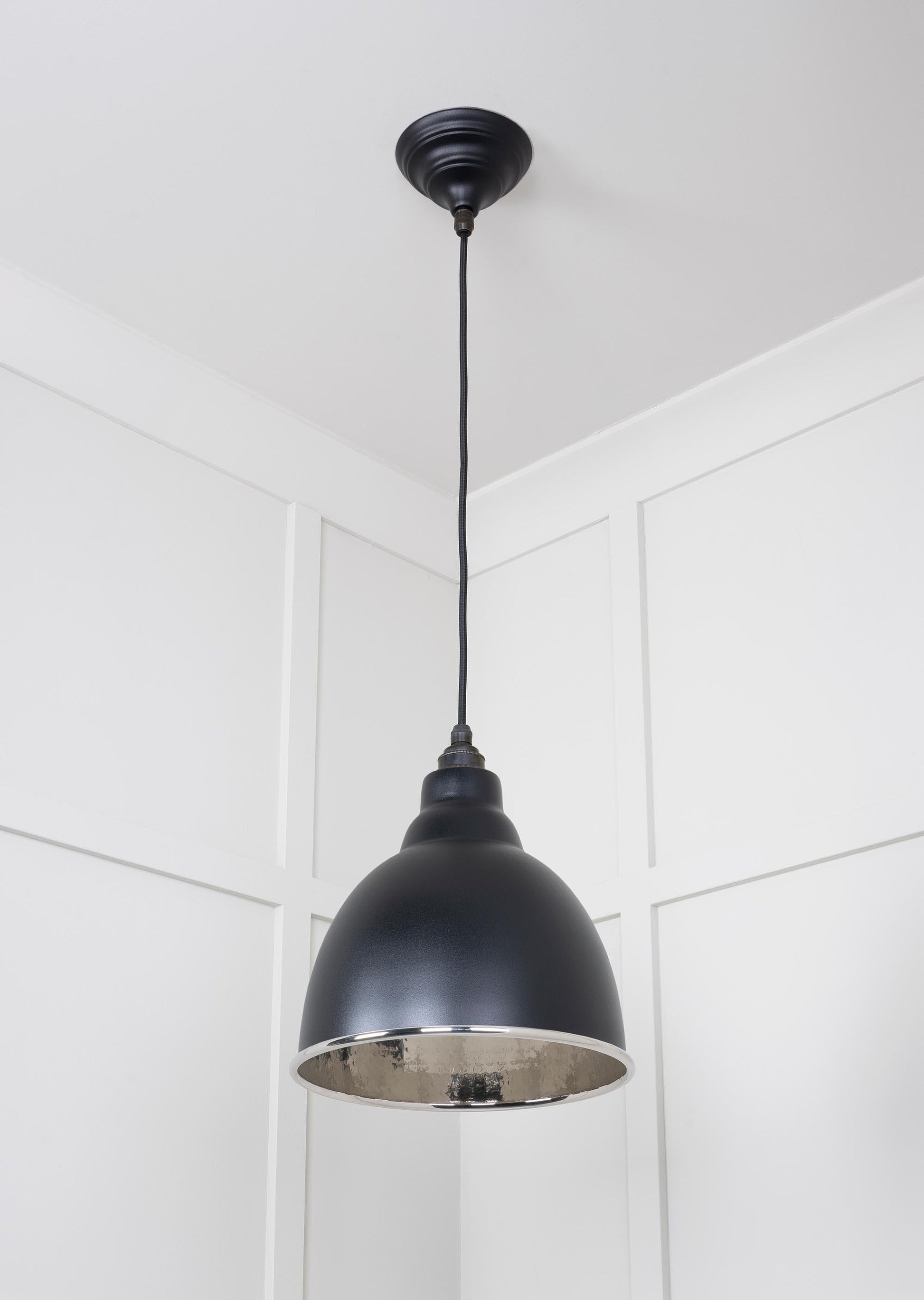 Hammered Nickel Brindley Pendant Light Elan Black, Underside.
