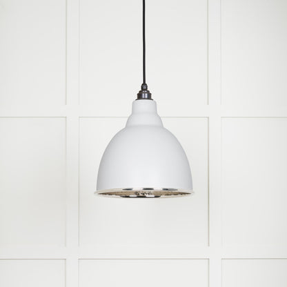 Hammered Nickel Brindley Pendant Light Flock, Front Side.