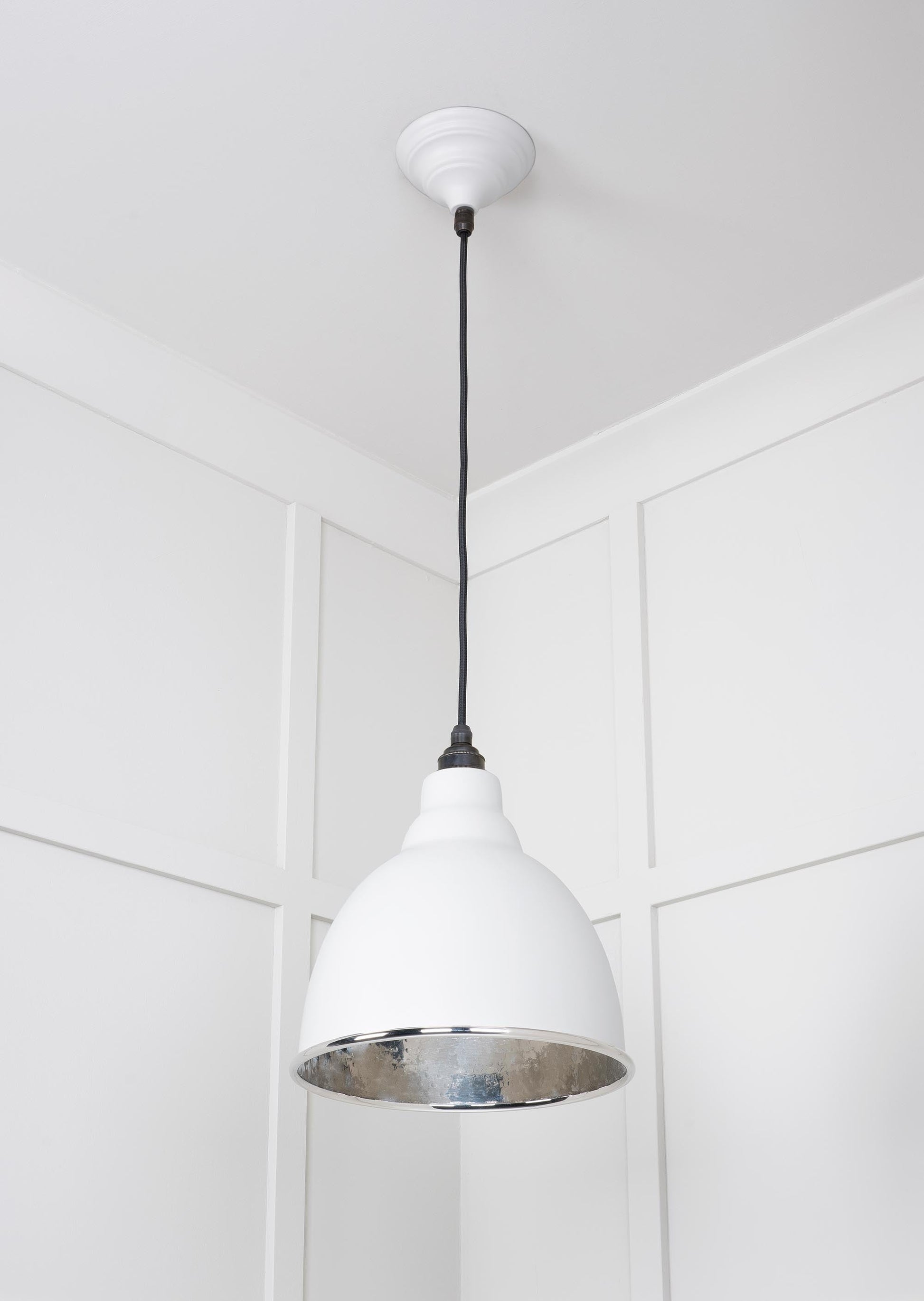 Hammered Nickel Brindley Pendant Light Flock, Underside.