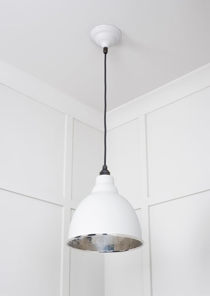 Hammered Nickel Brindley Pendant Light Flock, Underside.