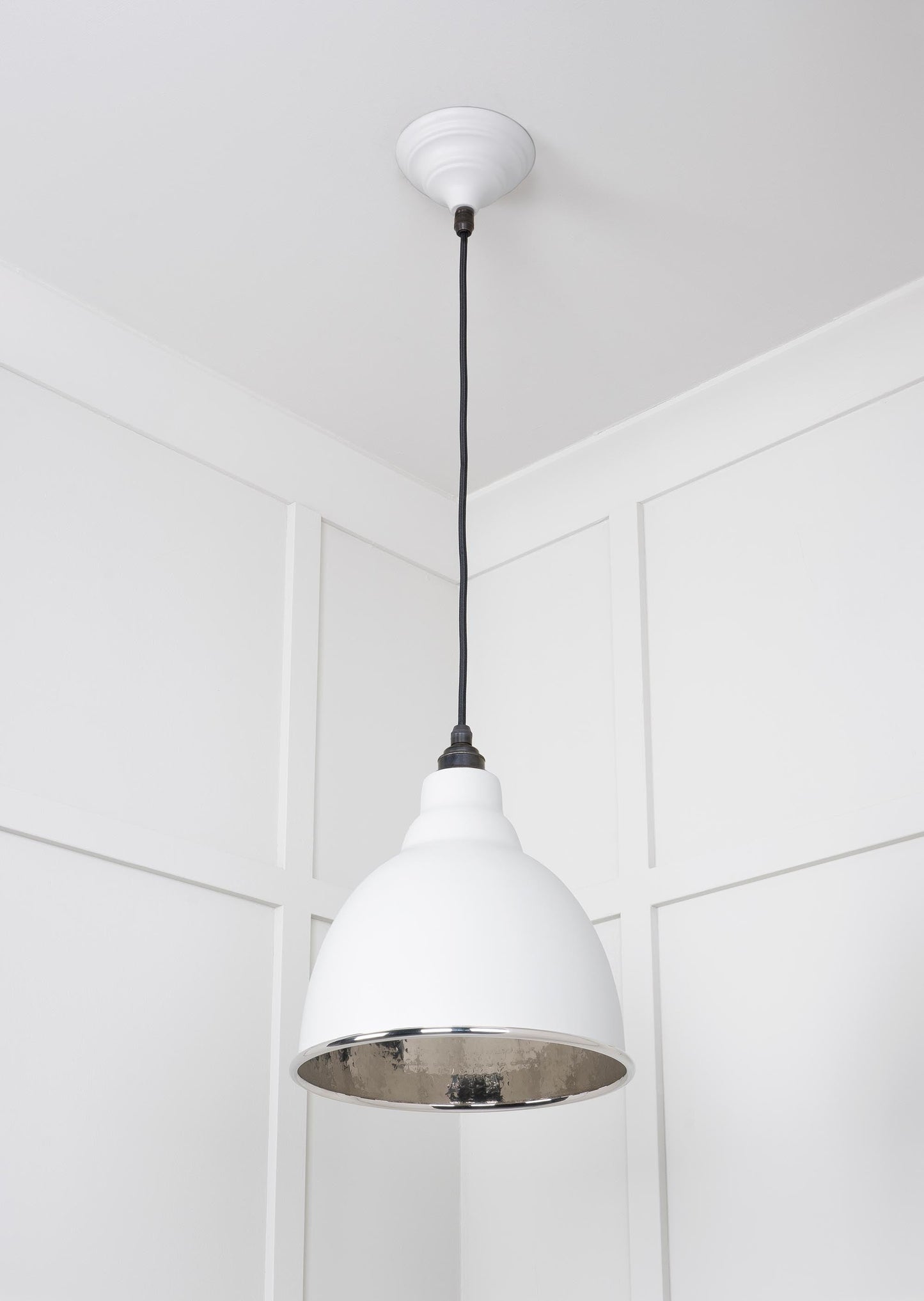 Hammered Nickel Brindley Pendant Light Flock, Underside.