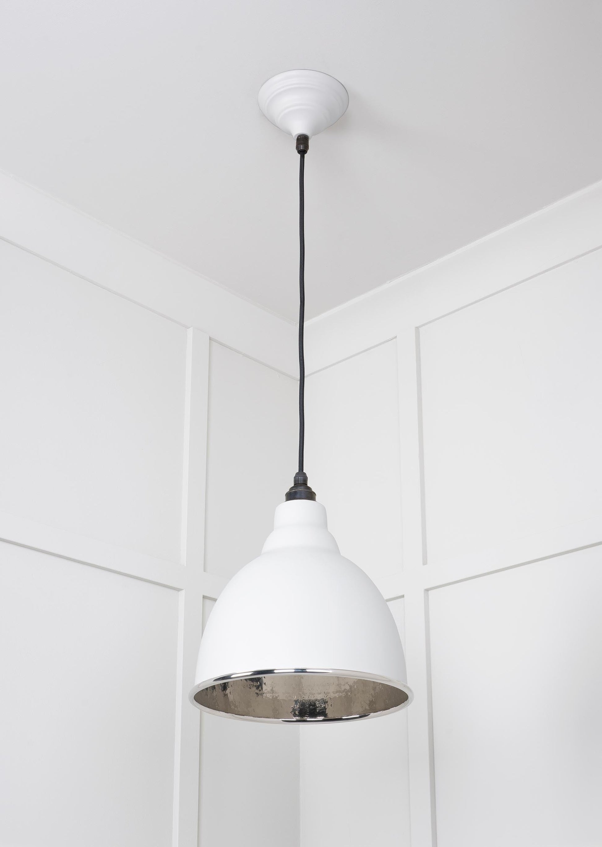 Hammered Nickel Brindley Pendant Light Flock, Underside.