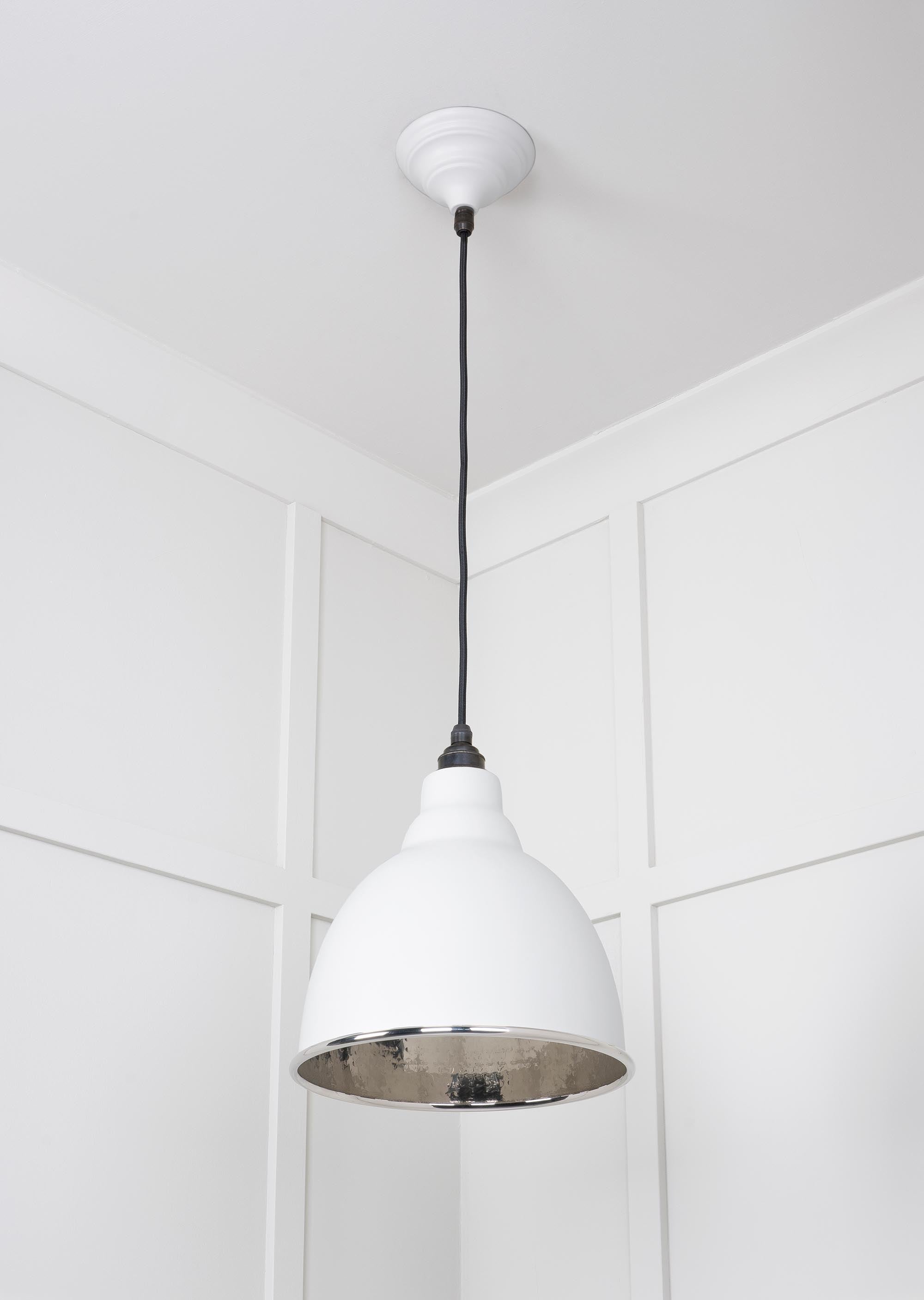 Hammered Nickel Brindley Pendant Light Flock, Underside.