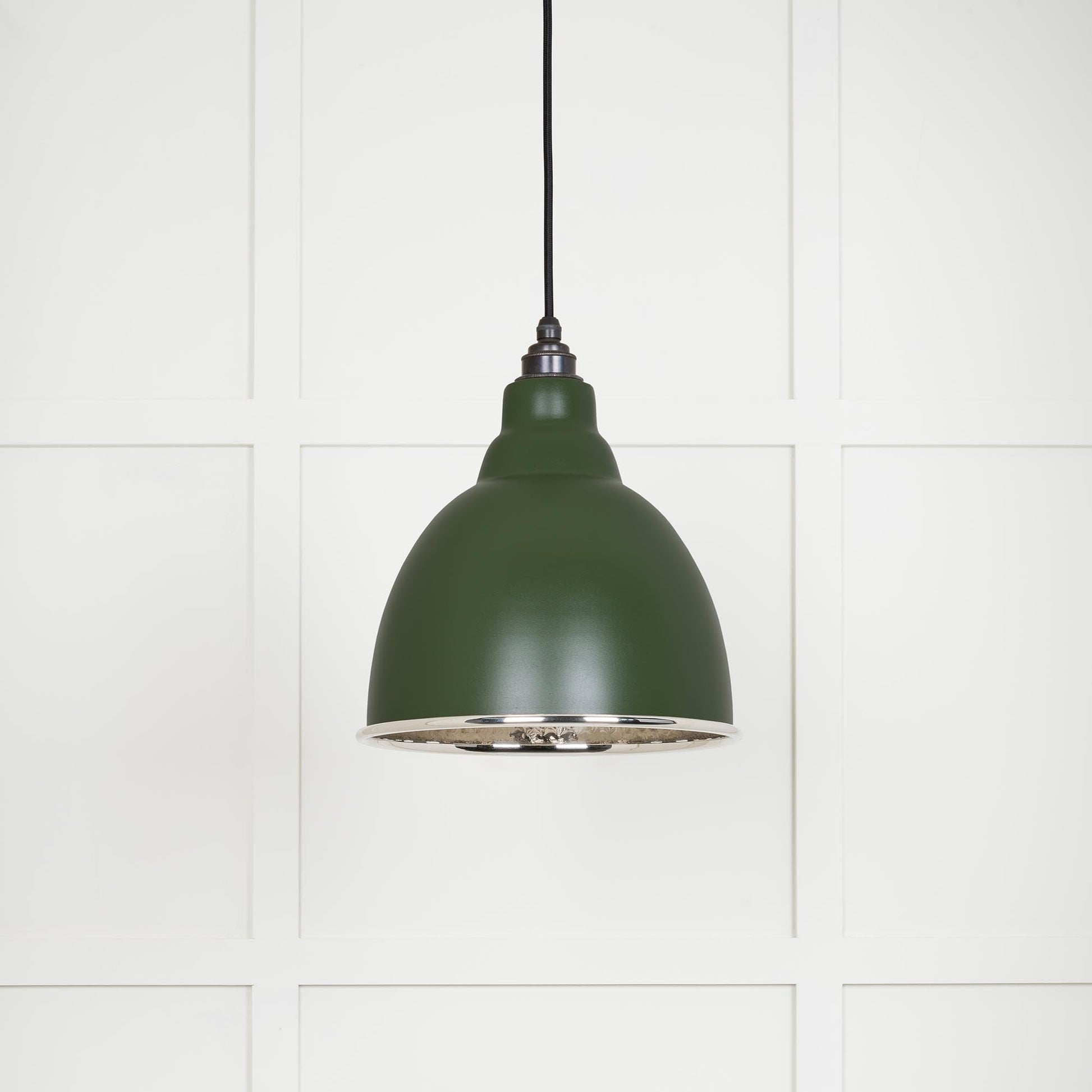 Hammered Nickel Brindley Pendant Light Heath, Front Side.