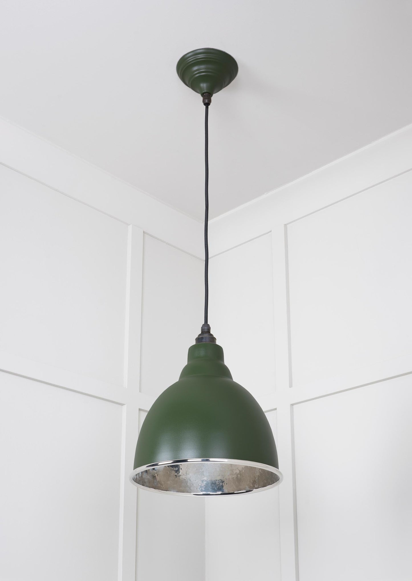 Hammered Nickel Brindley Pendant Light Heath, Underside.