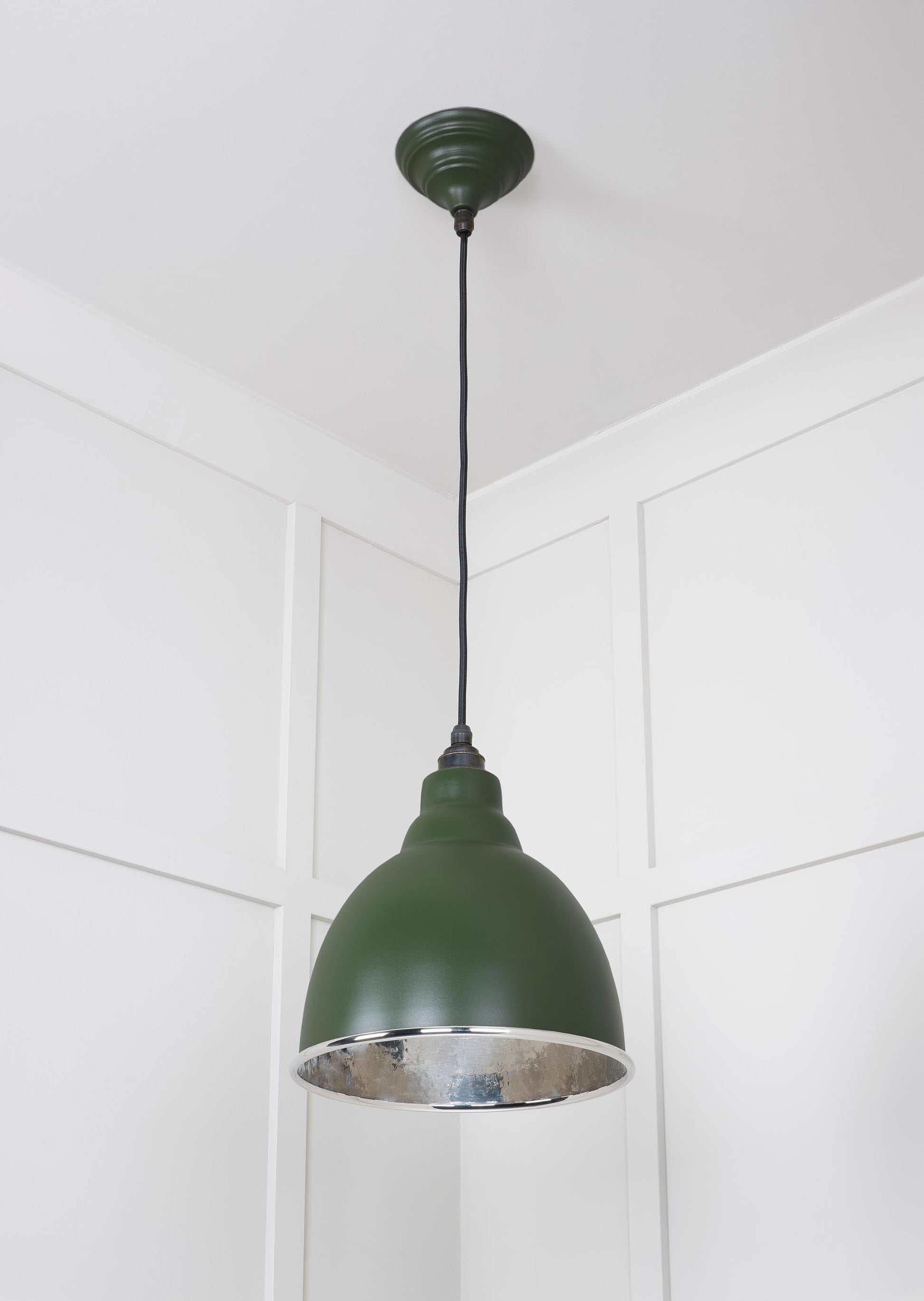 Hammered Nickel Brindley Pendant Light Heath, Underside.