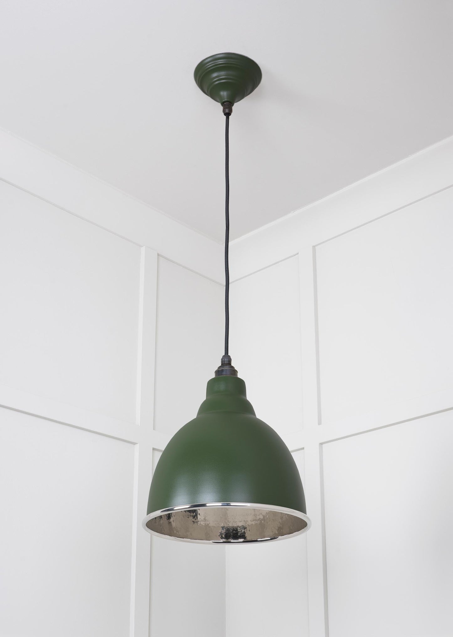 Hammered Nickel Brindley Pendant Light Heath, Underside.