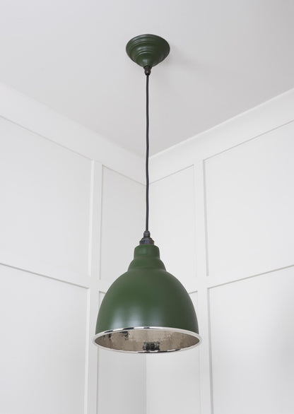 Hammered Nickel Brindley Pendant Light Heath, Underside.