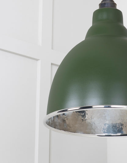 Hammered Nickel Brindley Pendant Light Heath, Detailed close up view of pendant.