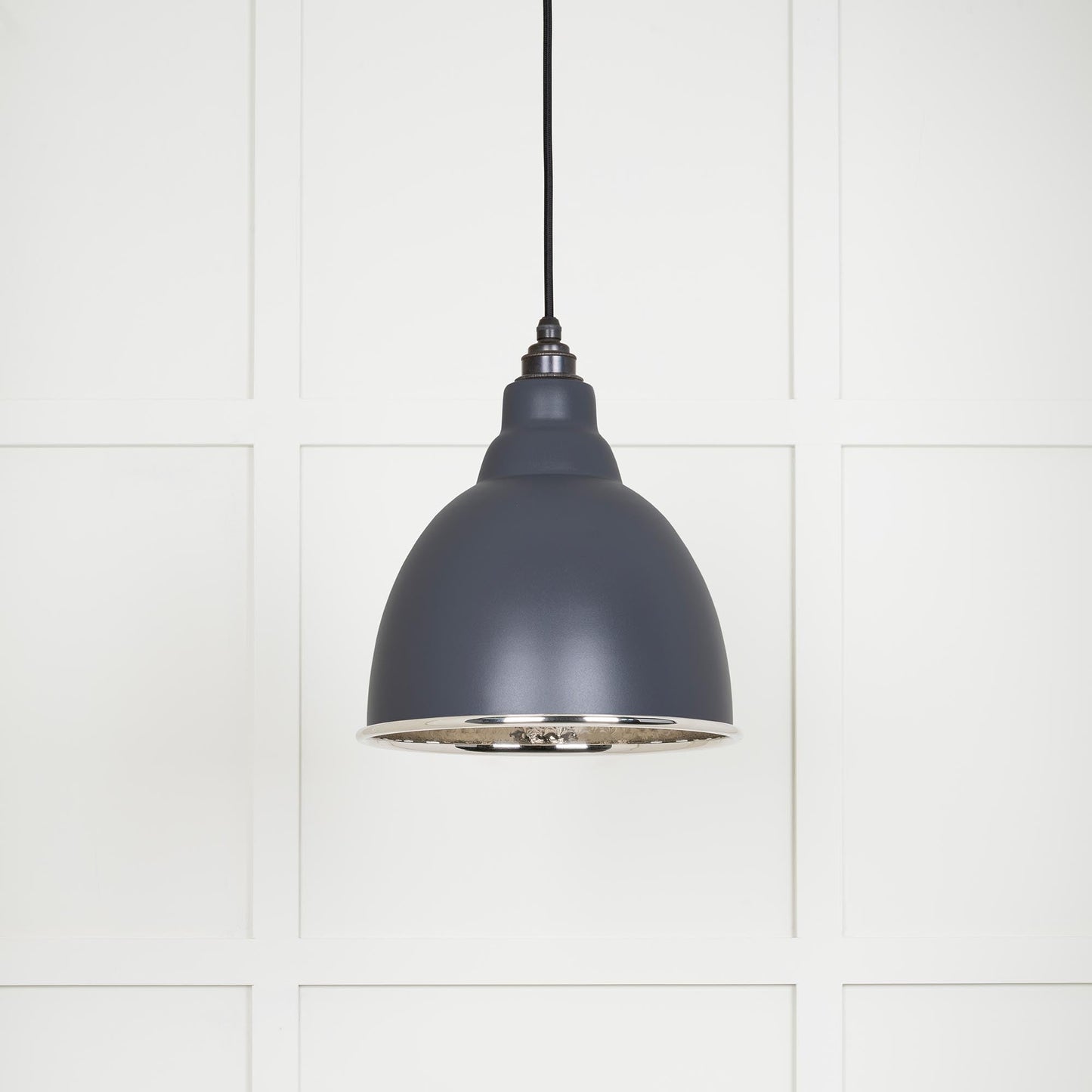 Hammered Nickel Brindley Pendant Light Slate, Front Side.