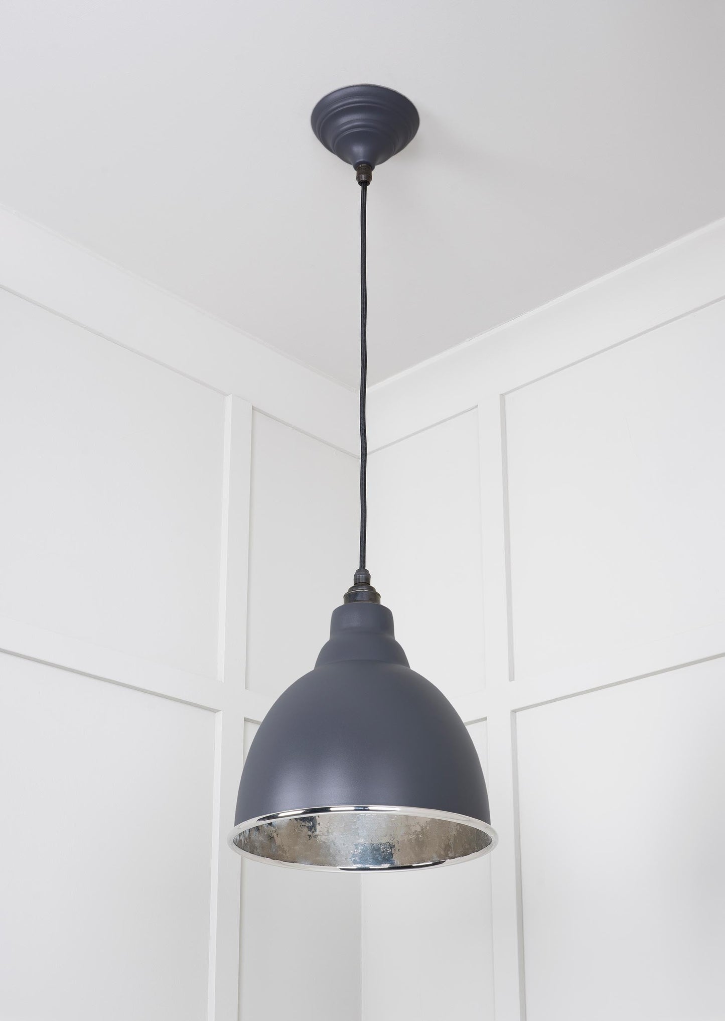 Hammered Nickel Brindley Pendant Light Slate, Underside.