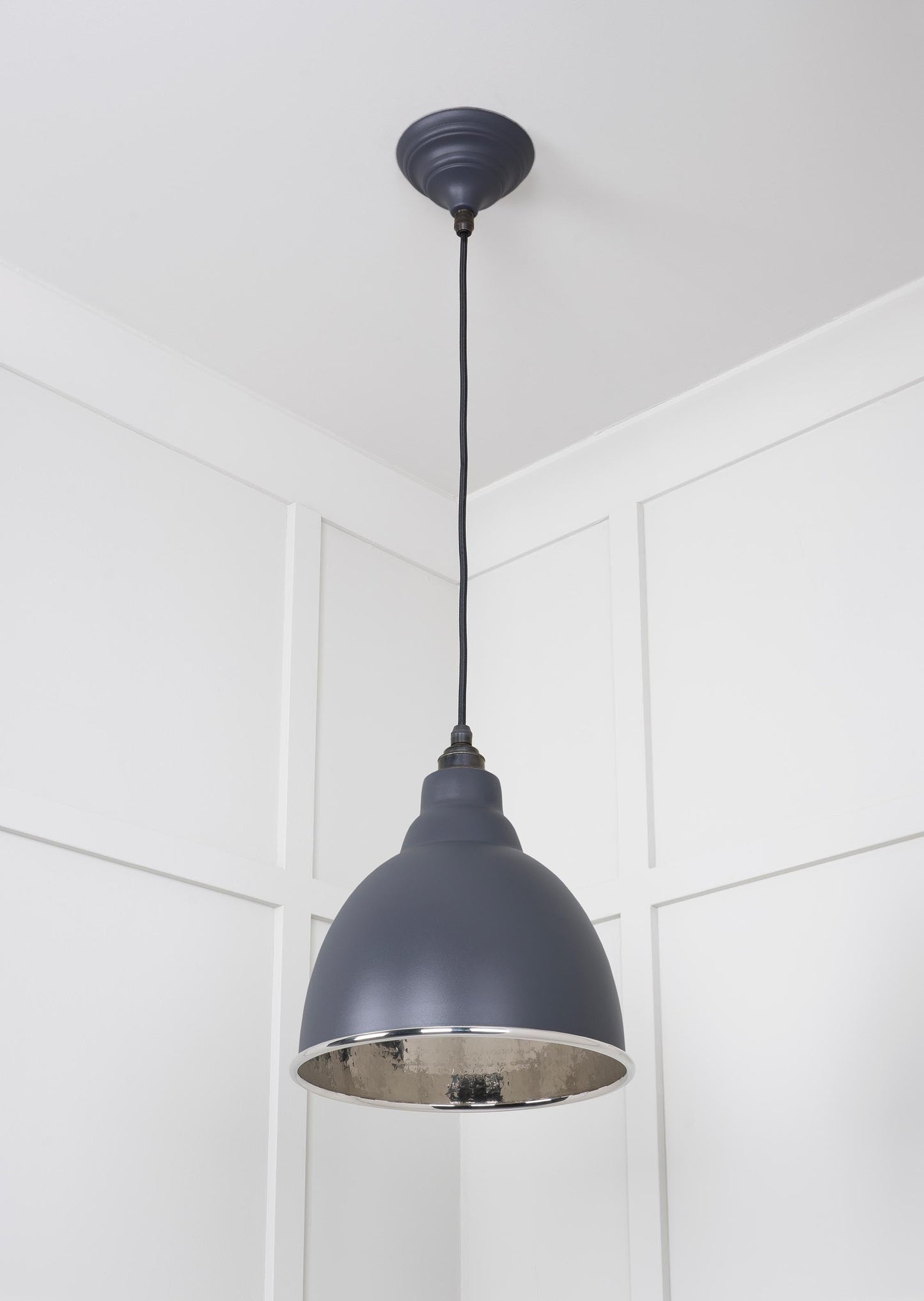 Hammered Nickel Brindley Pendant Light Slate, Underside.