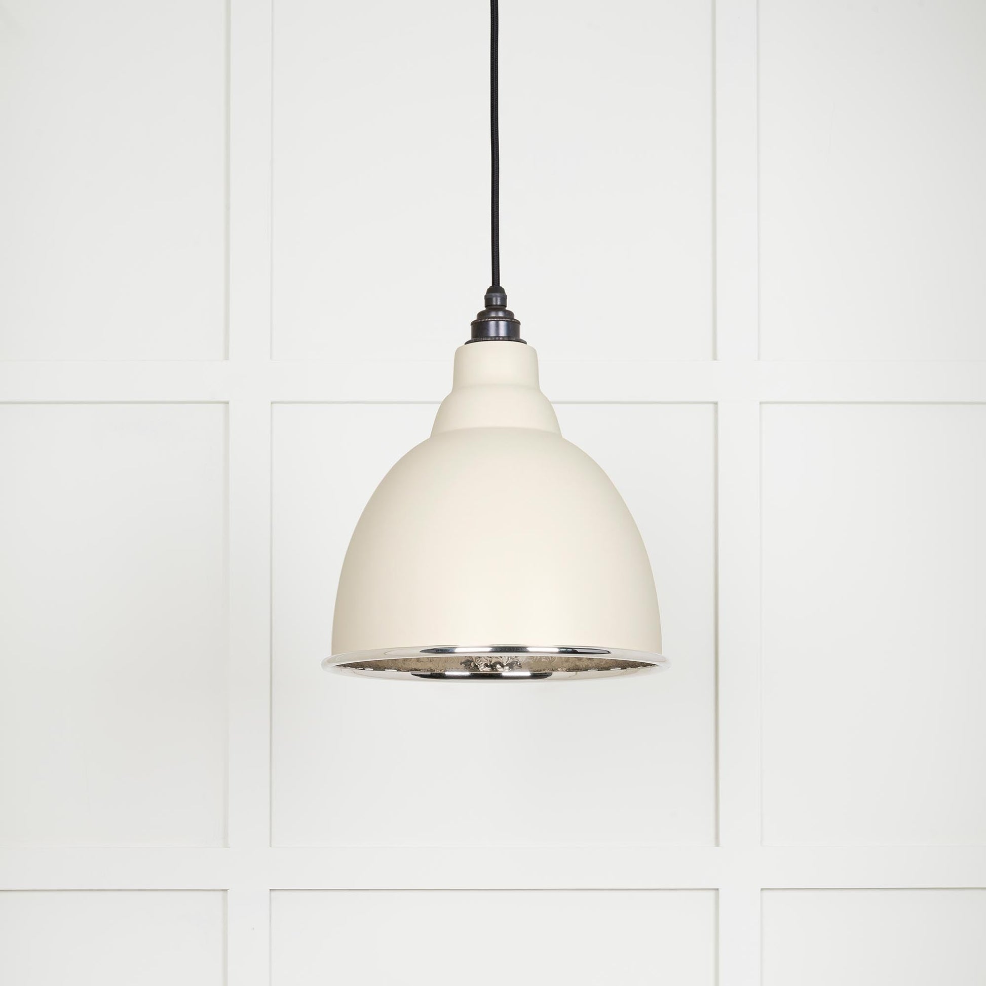 Hammered Nickel Brindley Pendant Light Teasel, Front Side.