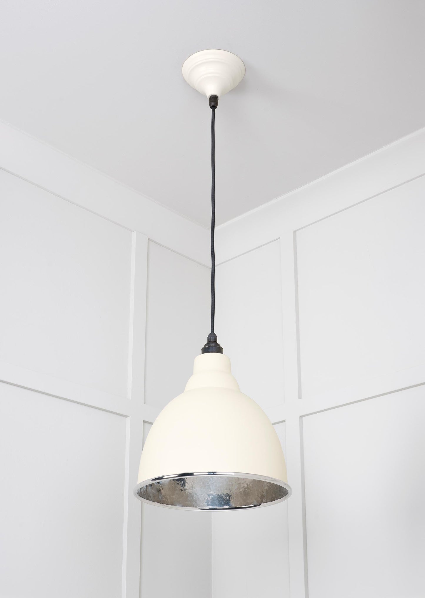 Hammered Nickel Brindley Pendant Light Teasel, Underside.