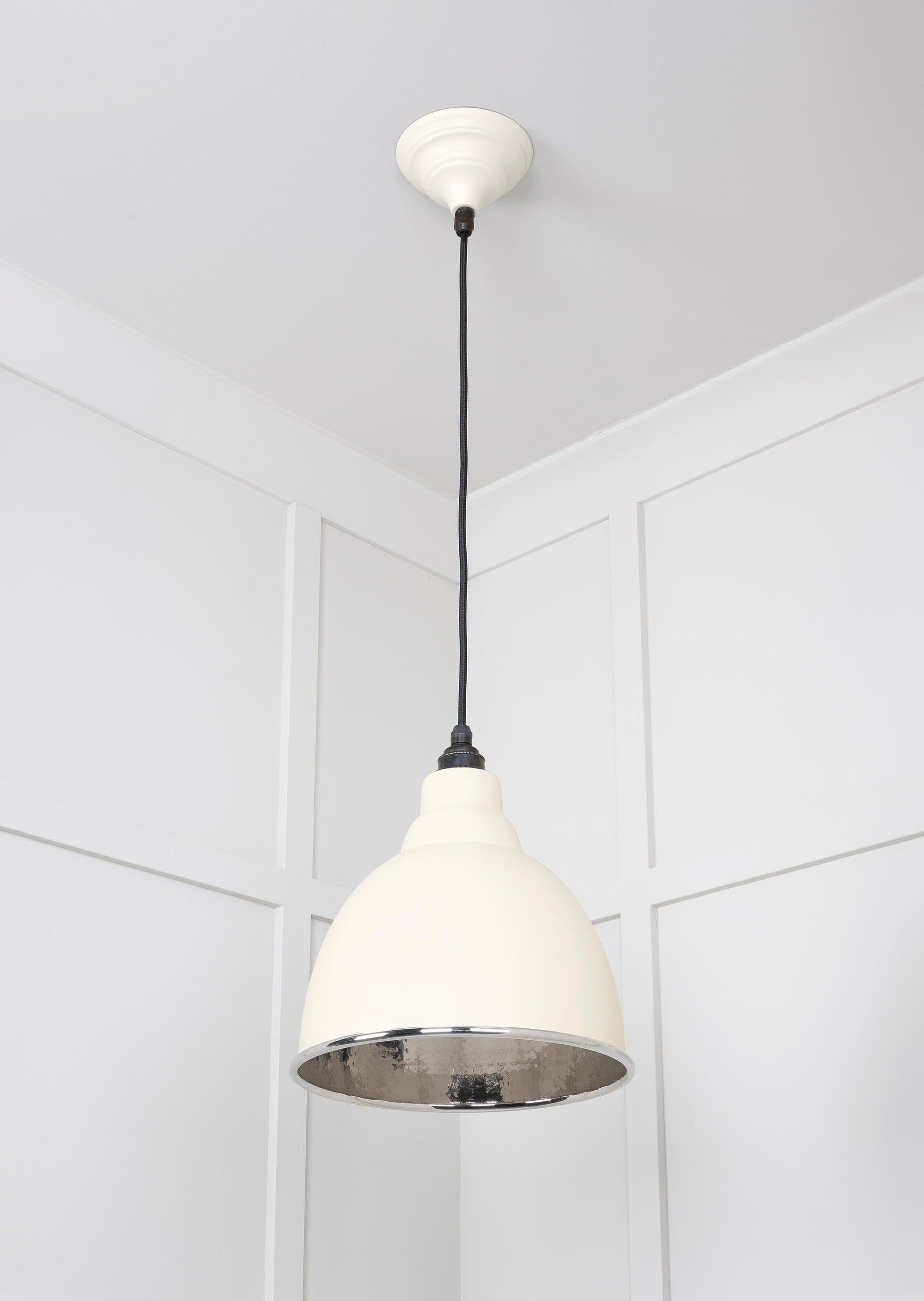 Hammered Nickel Brindley Pendant Light Teasel, Underside.