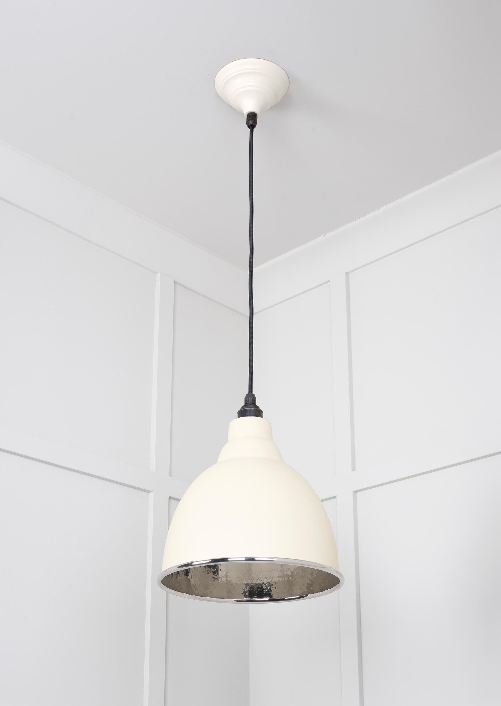 Hammered Nickel Brindley Pendant Light Teasel, Underside.