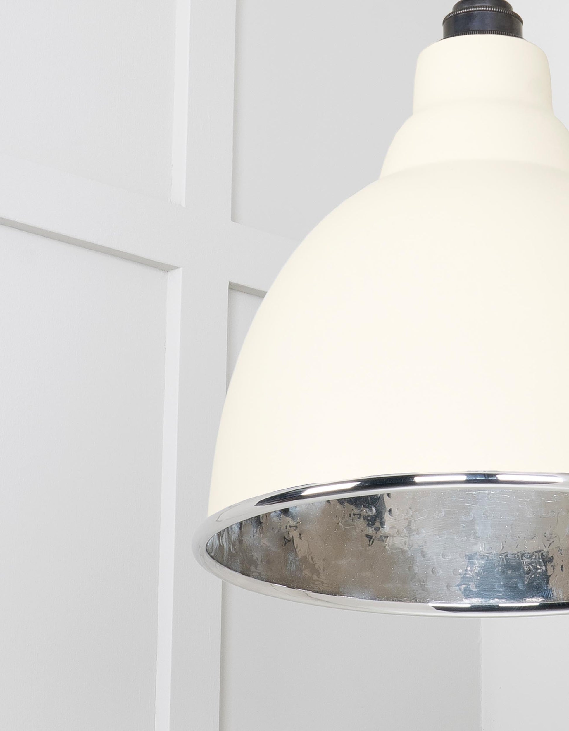 Hammered Nickel Brindley Pendant Light Teasel, Detailed close up view of pendant.