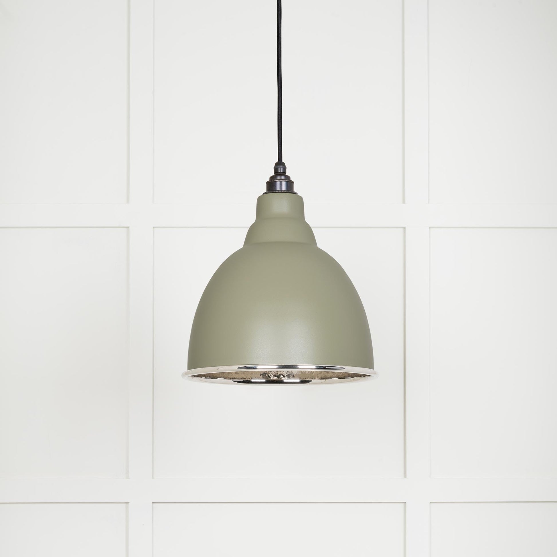 Hammered Nickel Brindley Pendant Light Tump, Front Side.