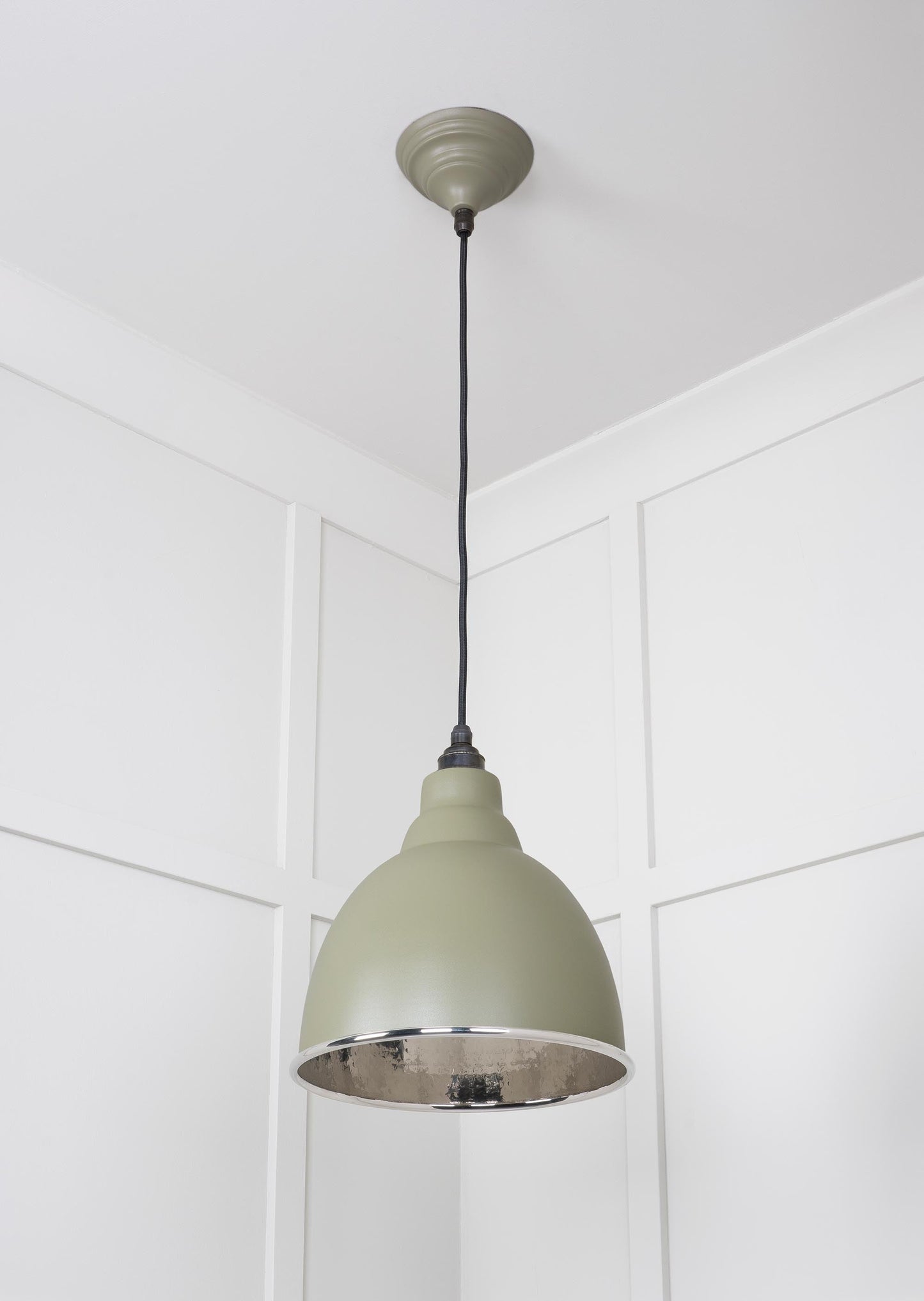 Hammered Nickel Brindley Pendant Light Tump, Underside.