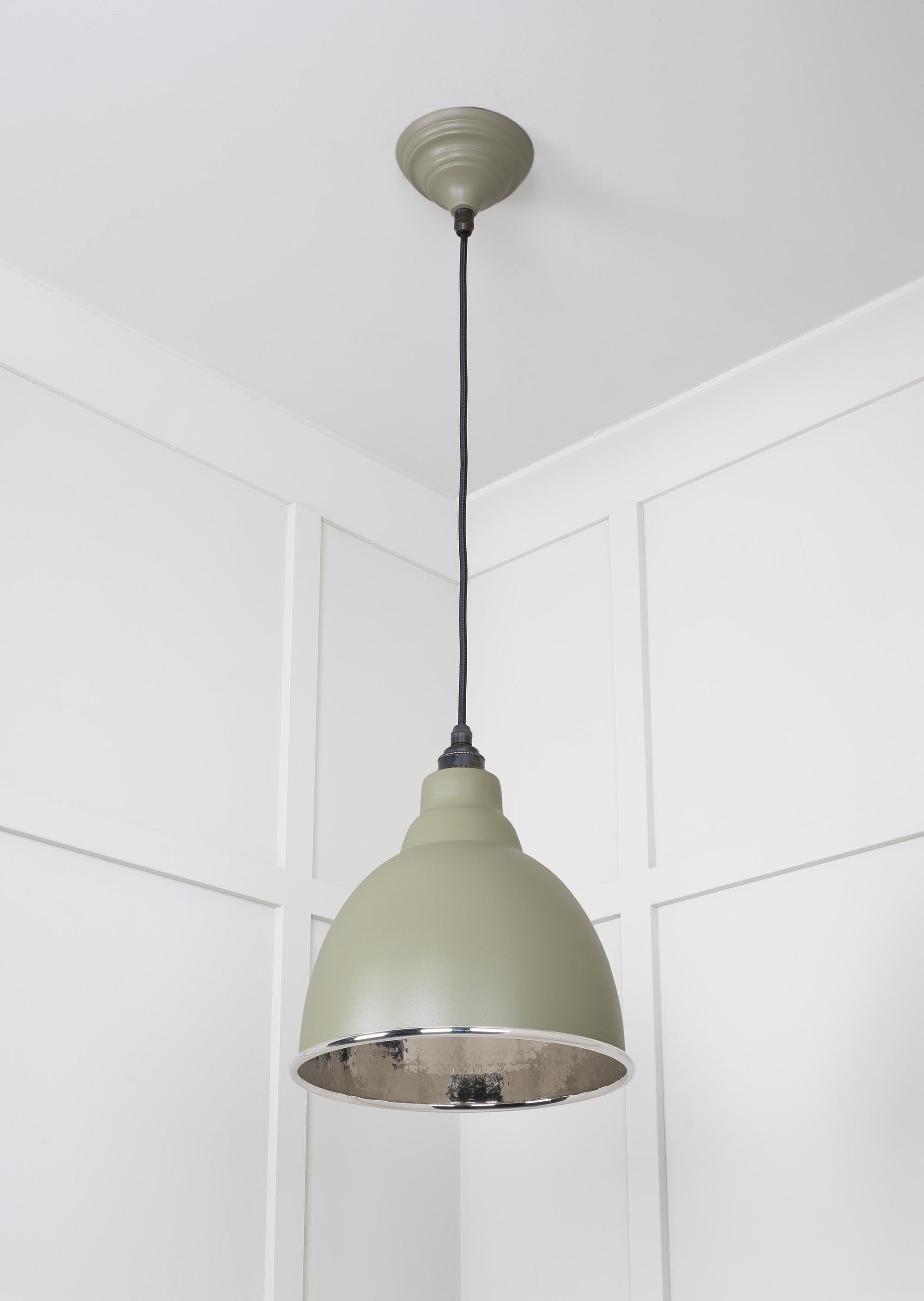 Hammered Nickel Brindley Pendant Light Tump, Underside.