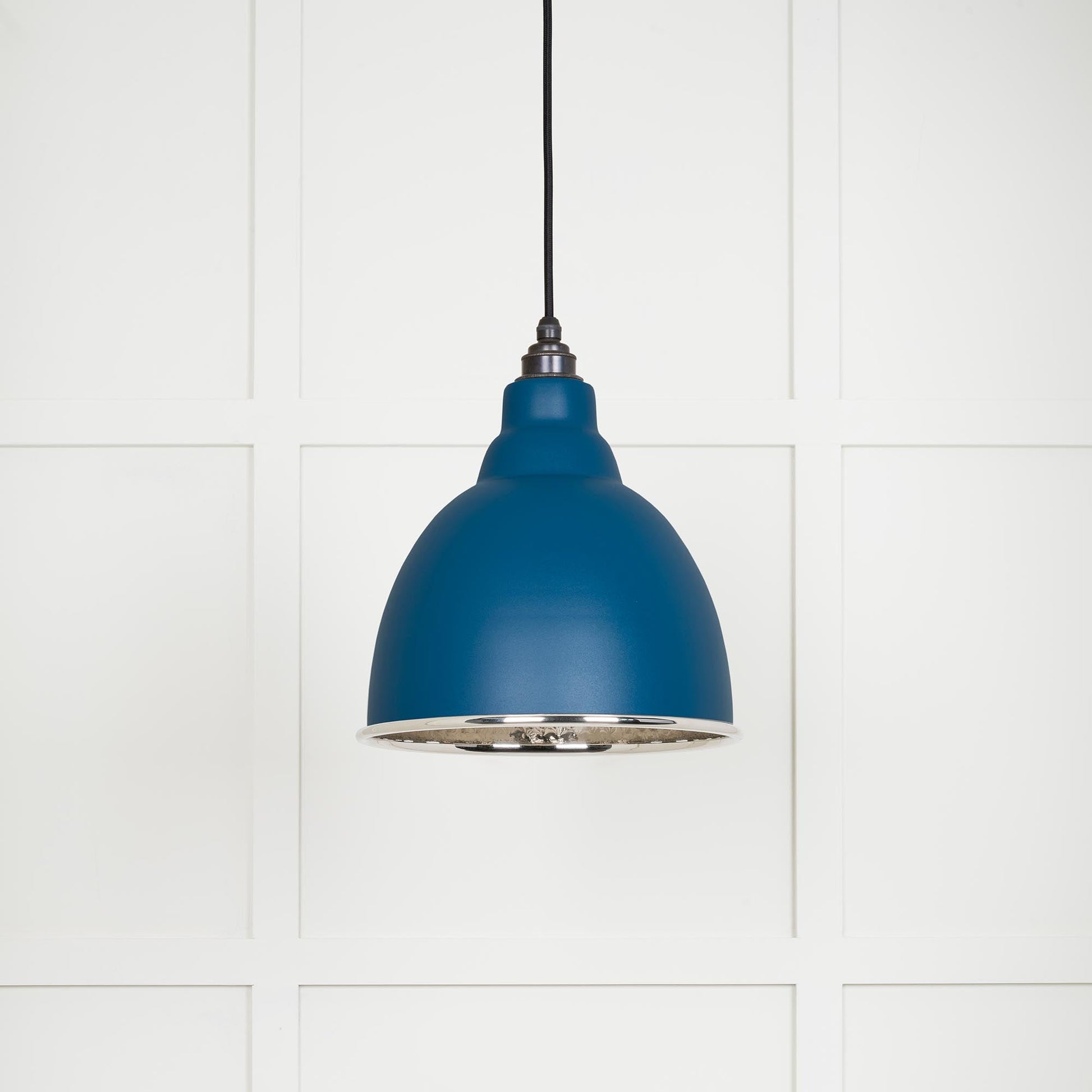 Hammered Nickel Brindley Pendant Light Upstream, Front Side.