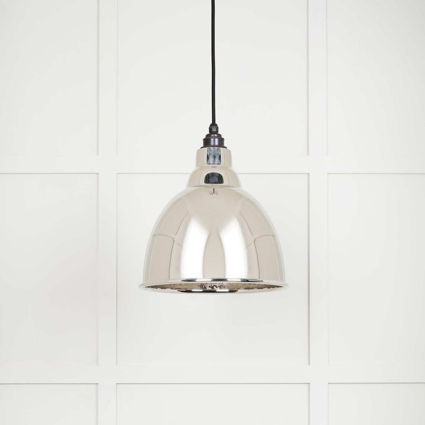 Hammered Nickel Brindley Pendant Light , Front Side.