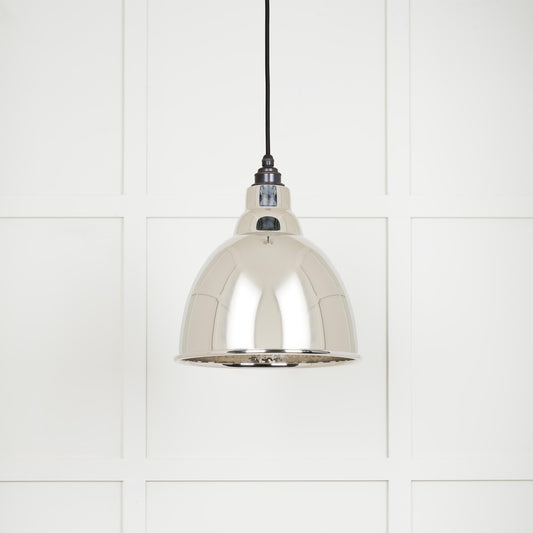 Hammered Nickel Brindley Pendant Light , Front Side.