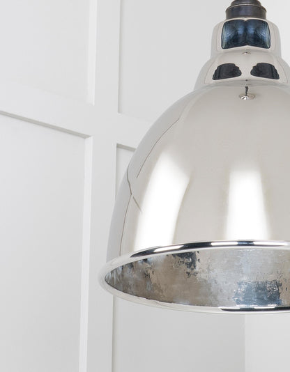 Hammered Nickel Brindley Pendant Light , Detailed close up view of pendant.