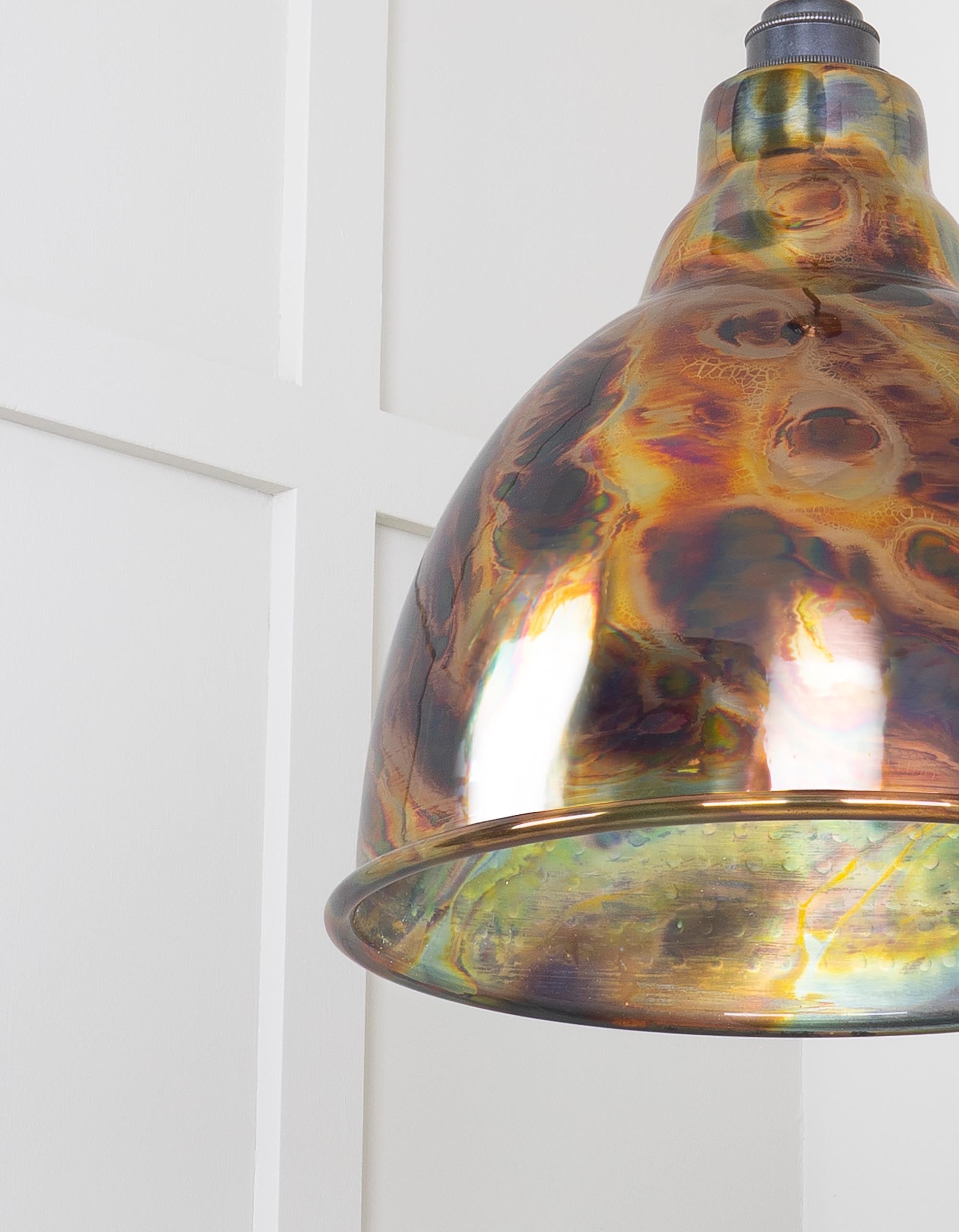 Burnished Brindley Pendant Light , Detailed close up view of pendant.
