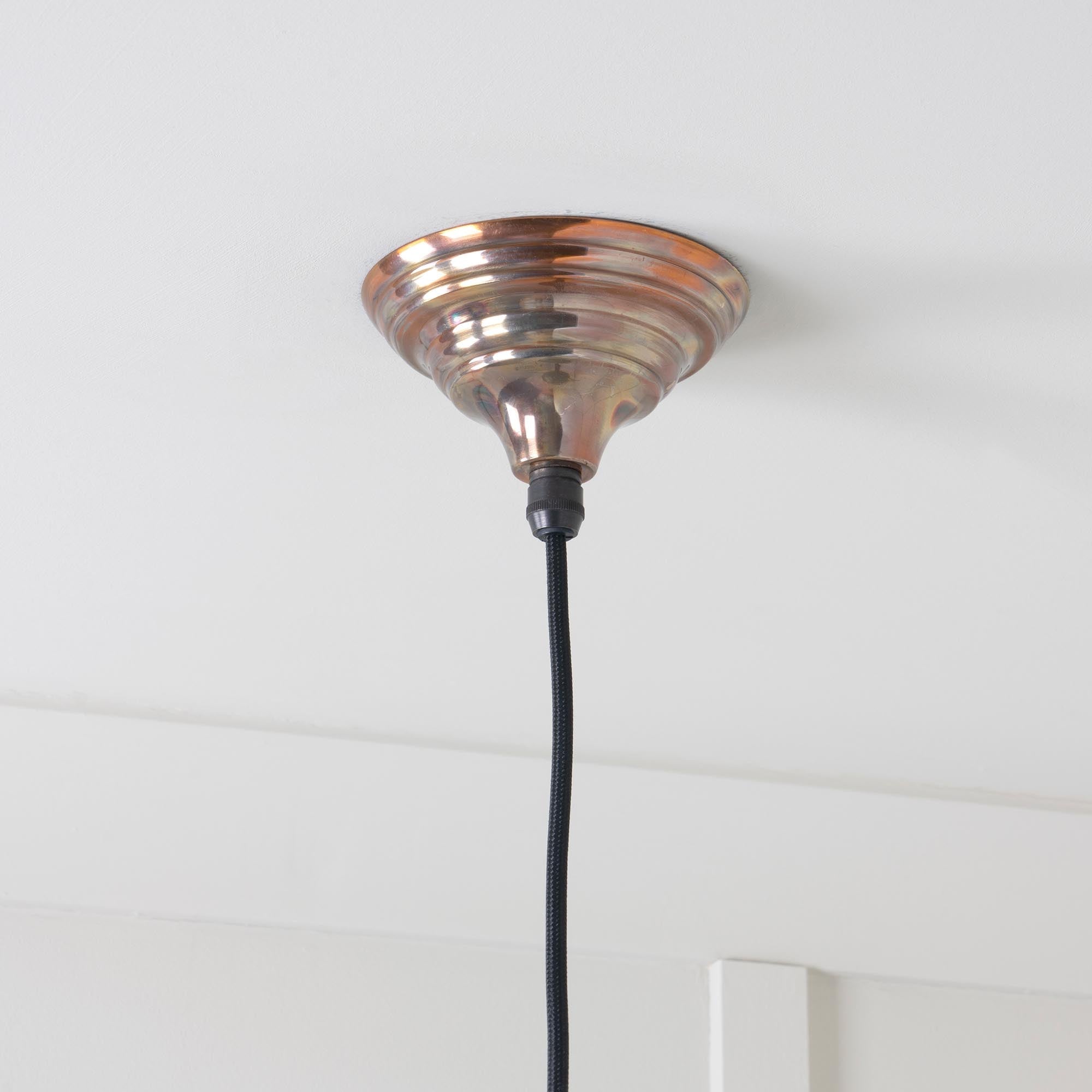 Burnished Brindley Pendant Light , close up view of fitting and cable.