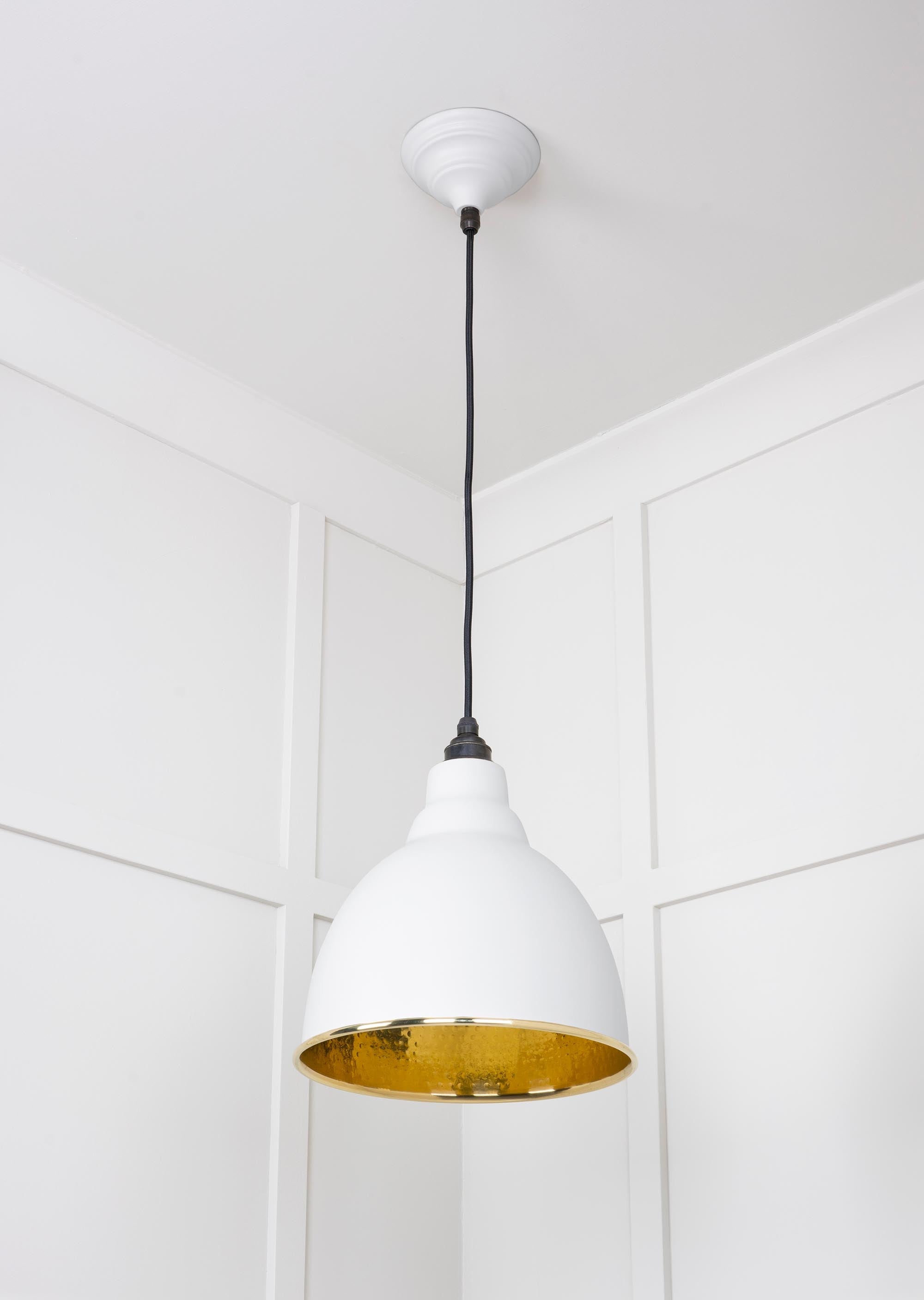 Hammered Brass Brindley Pendant Light Flock, Underside.