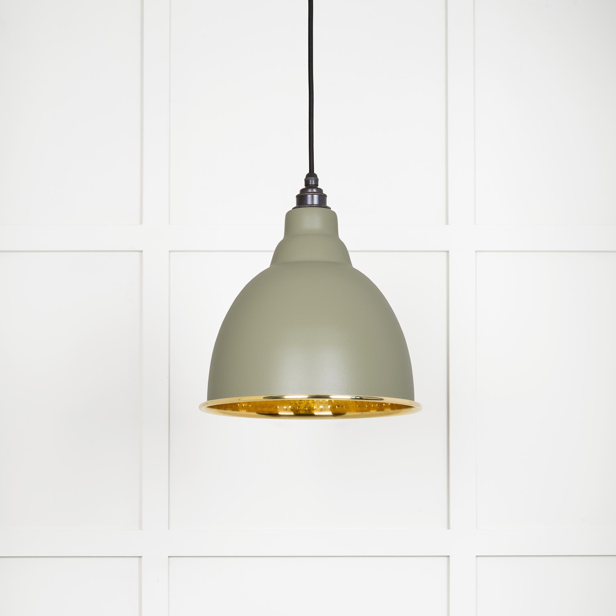 Hammered Brass Brindley Pendant Light Tump, Front Side.
