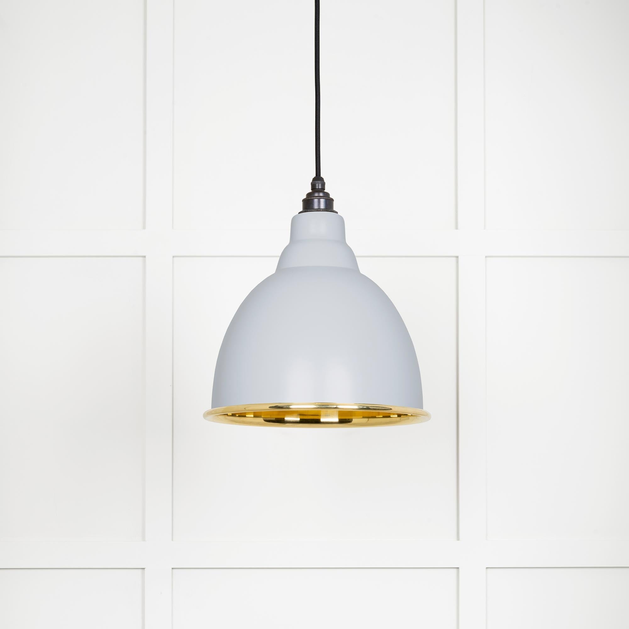 Smooth Brass Brindley Pendant Light Birch, Front Side.