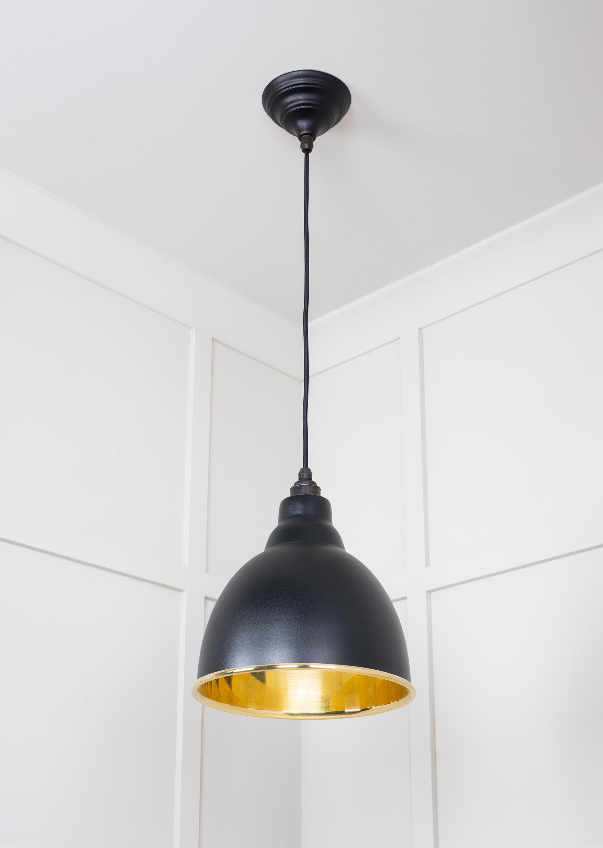 Smooth Brass Brindley Pendant Light Elan Black, Underside.