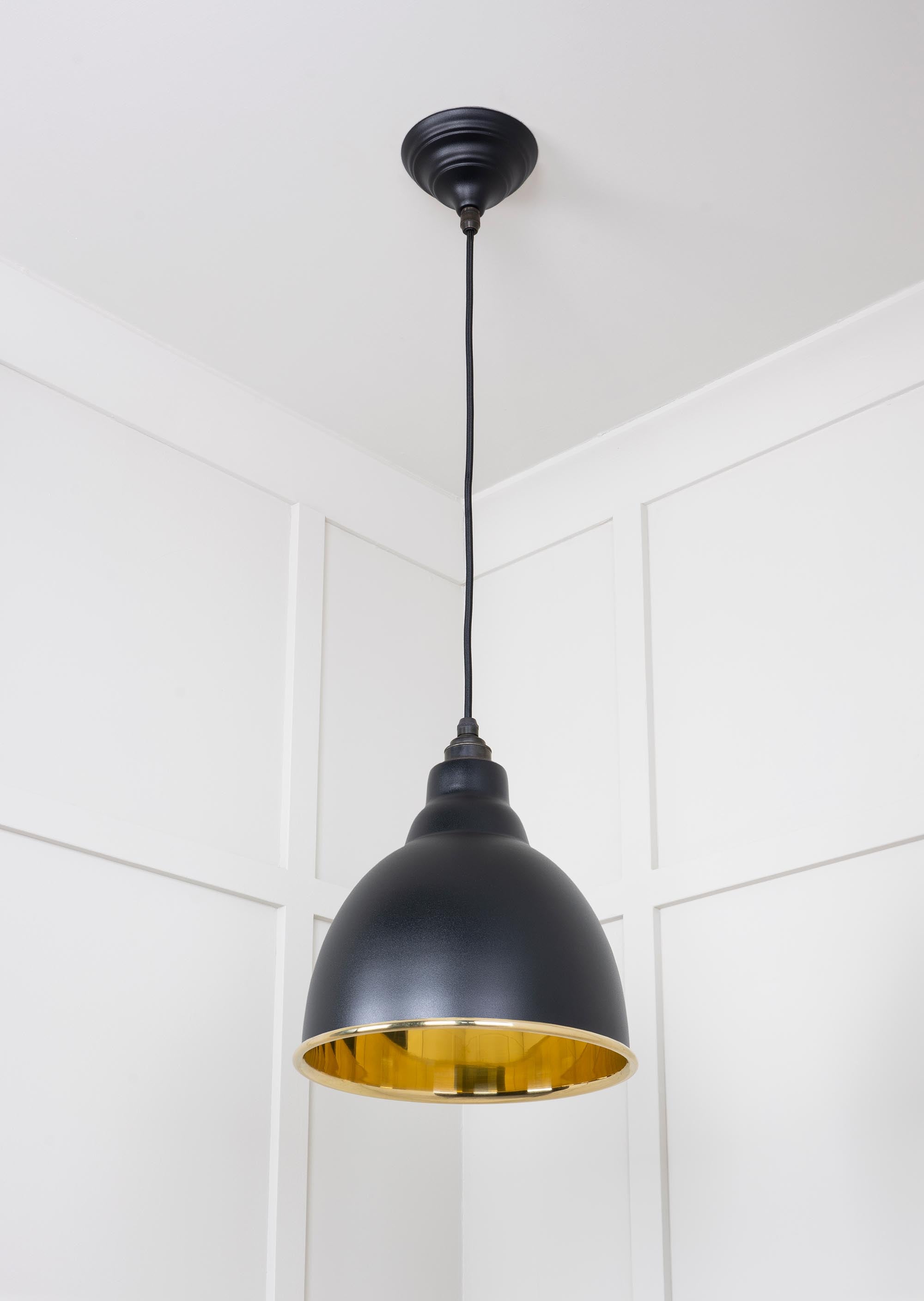 Smooth Brass Brindley Pendant Light Elan Black, Underside.