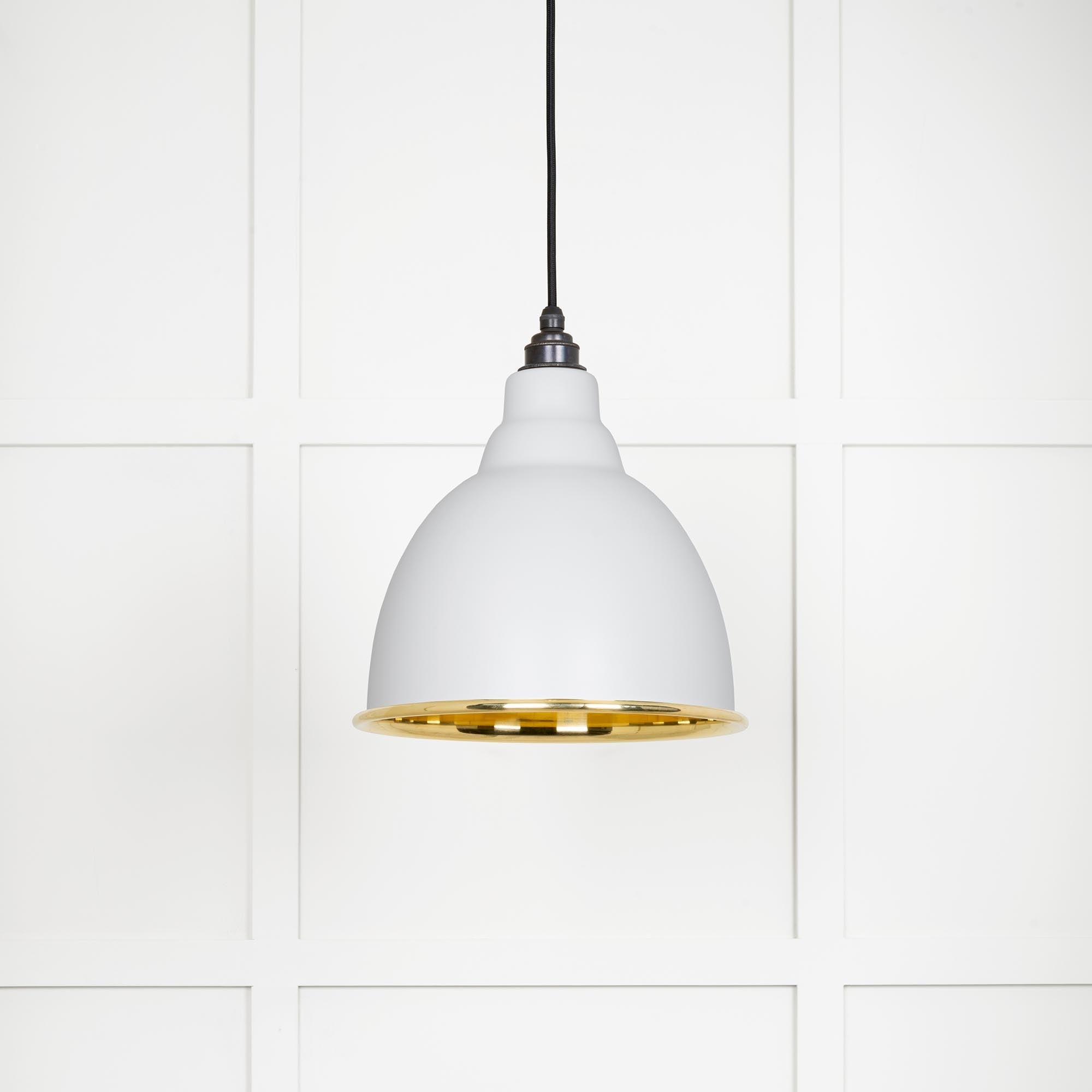 Smooth Brass Brindley Pendant Light Flock, Front Side.