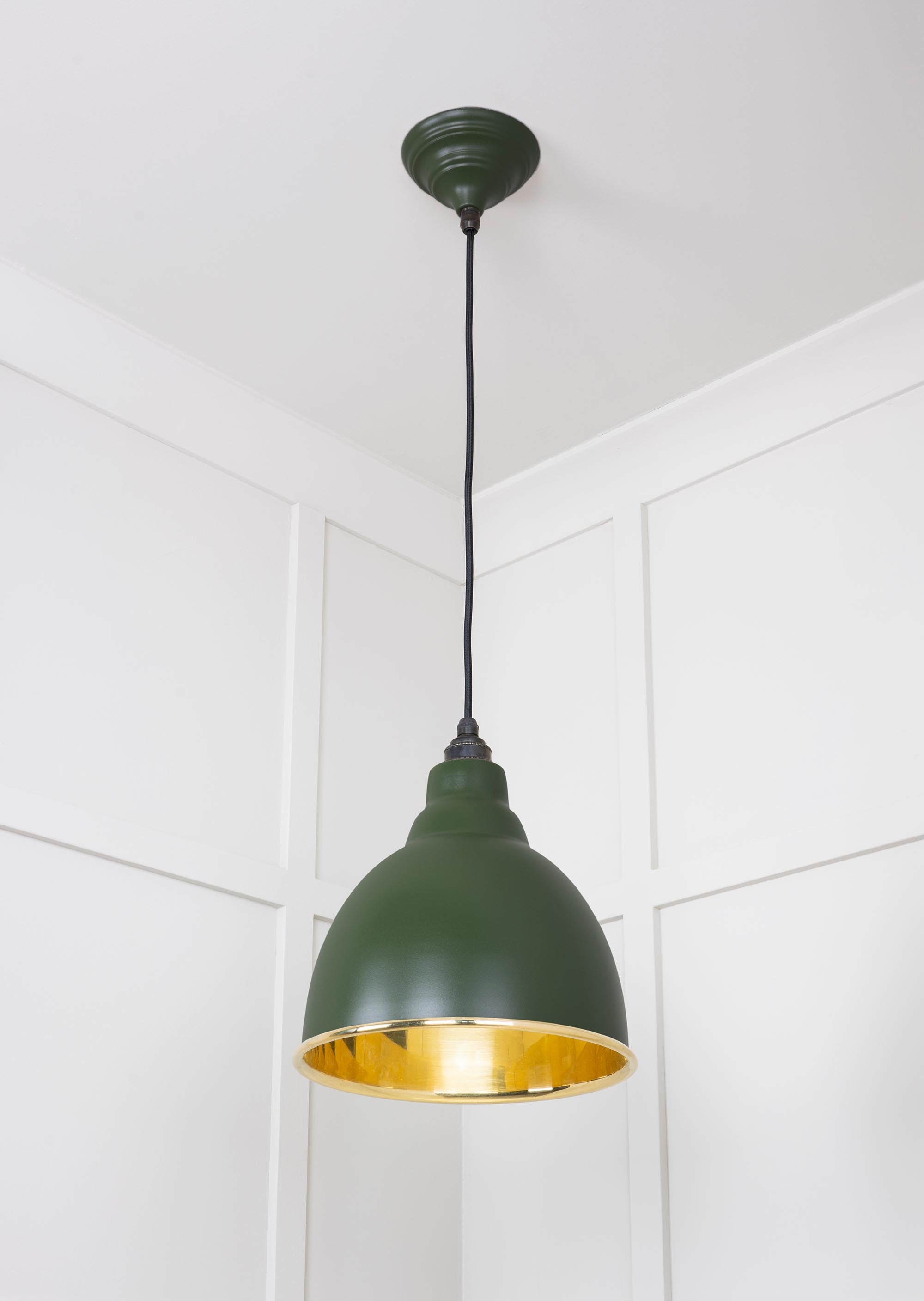 Smooth Brass Brindley Pendant Light Heath, Underside.
