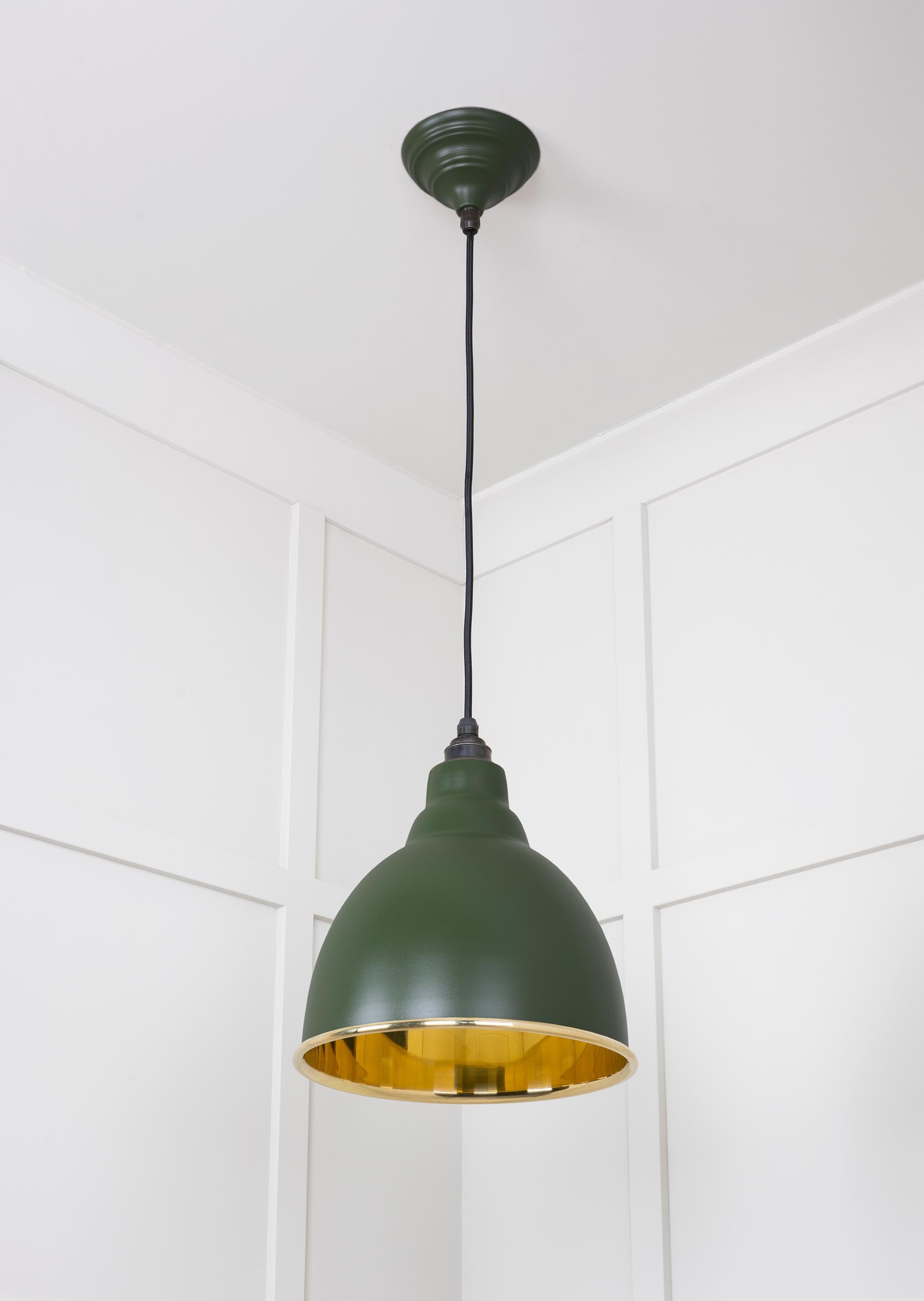 Smooth Brass Brindley Pendant Light Heath, Underside.