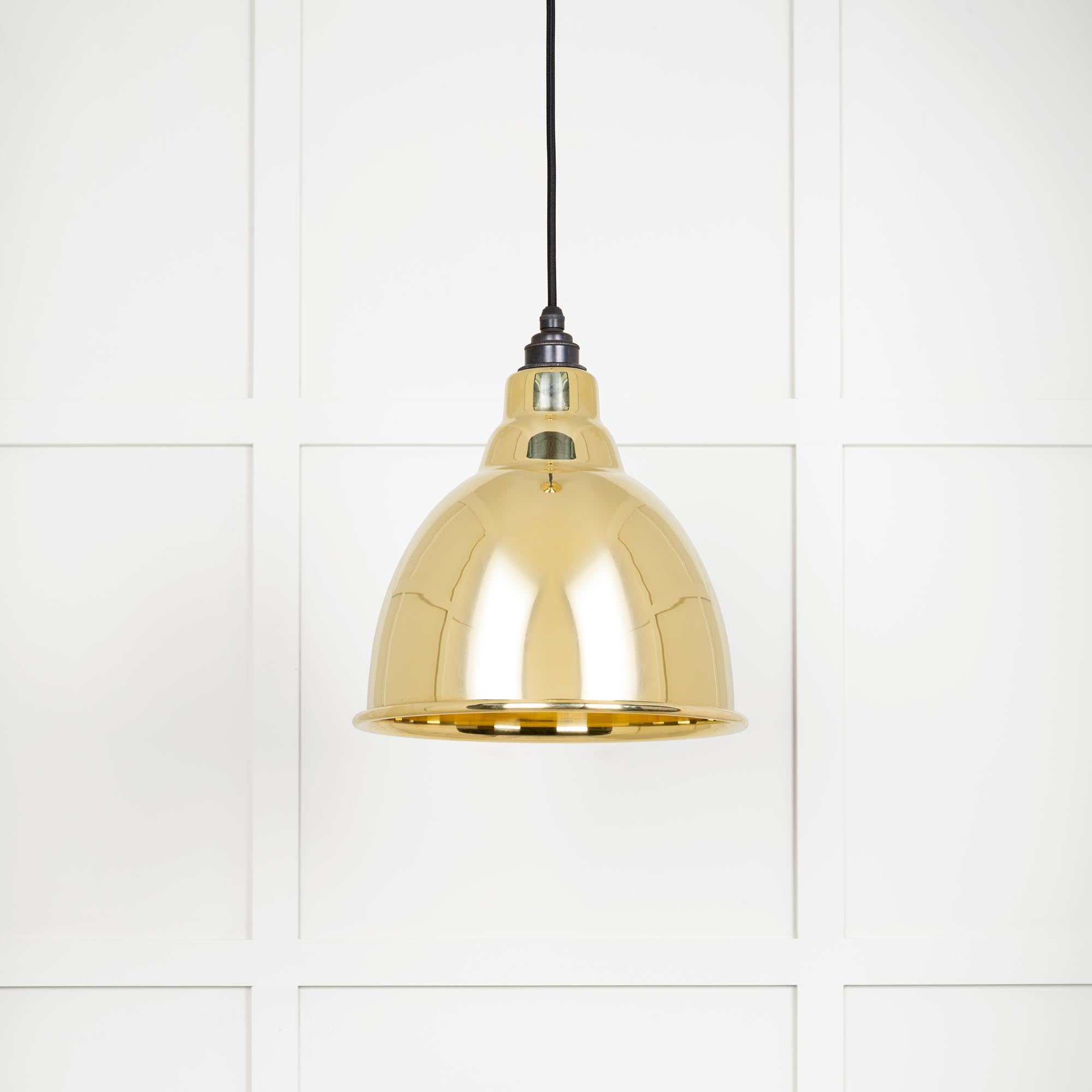 Smooth Brass Brindley Pendant Light , Front Side.