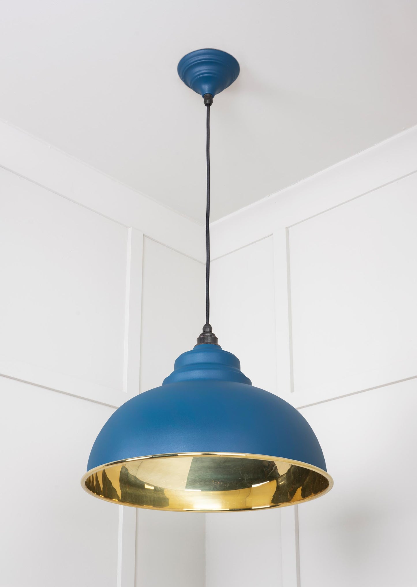 Smooth Brass Harborne Pendant Light Upstream, Underside.