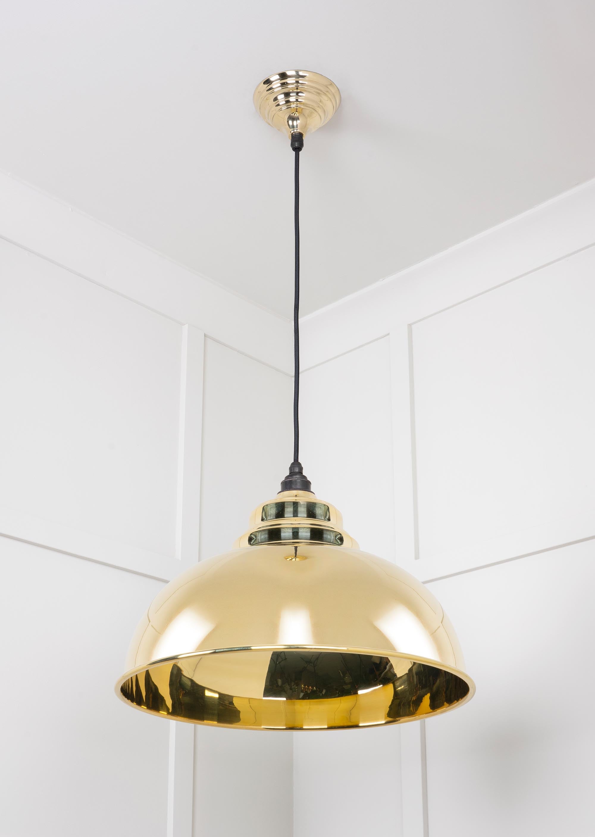 Smooth Brass Harborne Pendant Light , Underside.