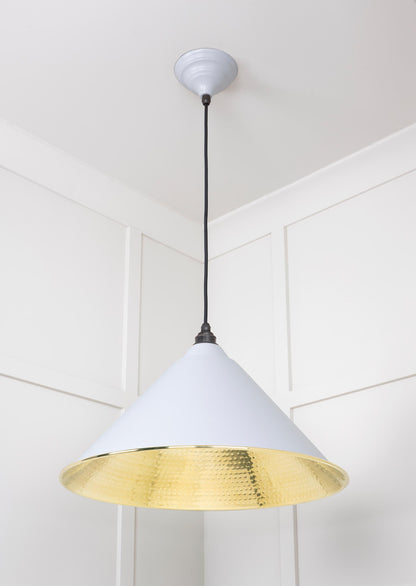 Hammered Brass Hockley Pendant Light Birch, Underside.