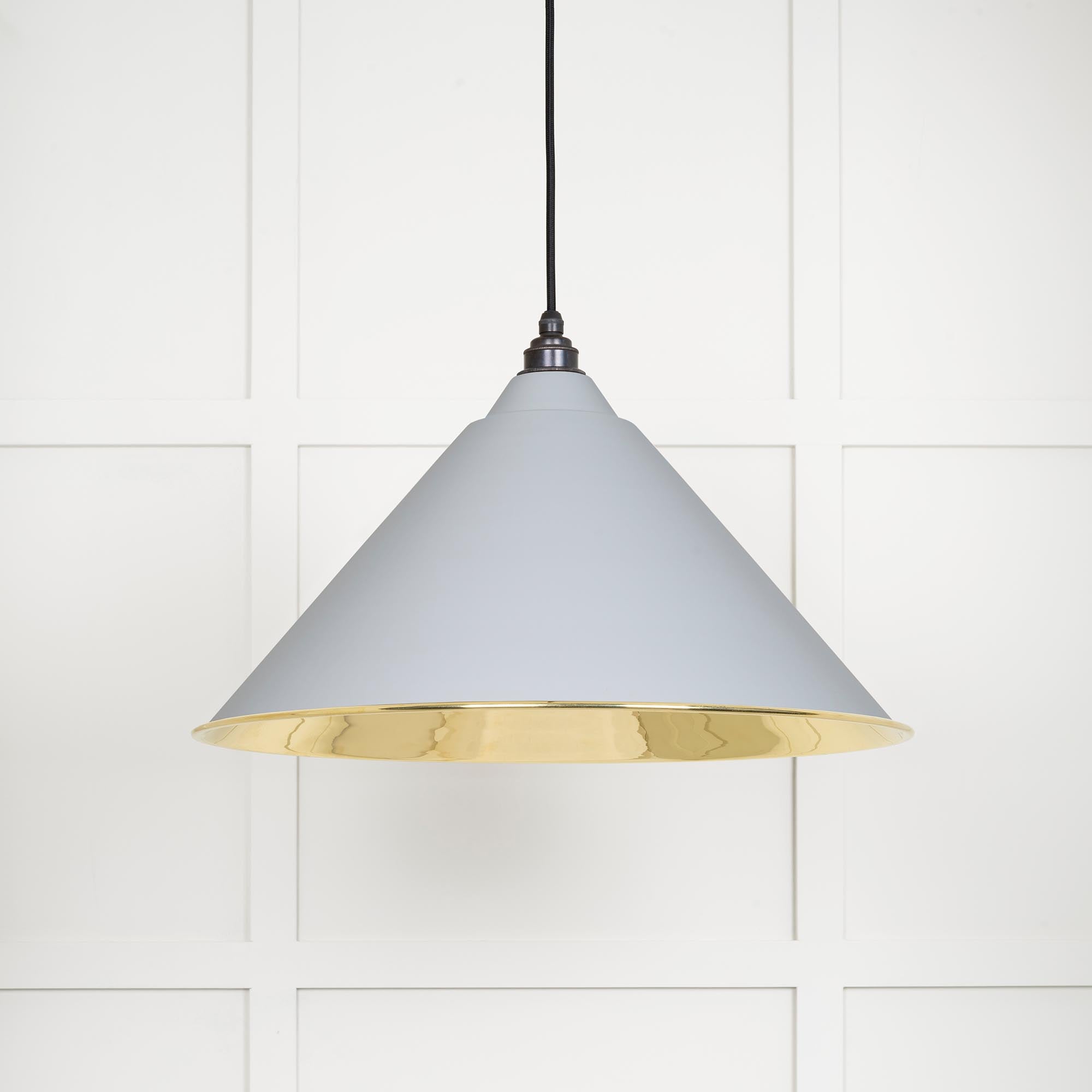 Smooth Brass Hockley Pendant Light Birch, Front Side.