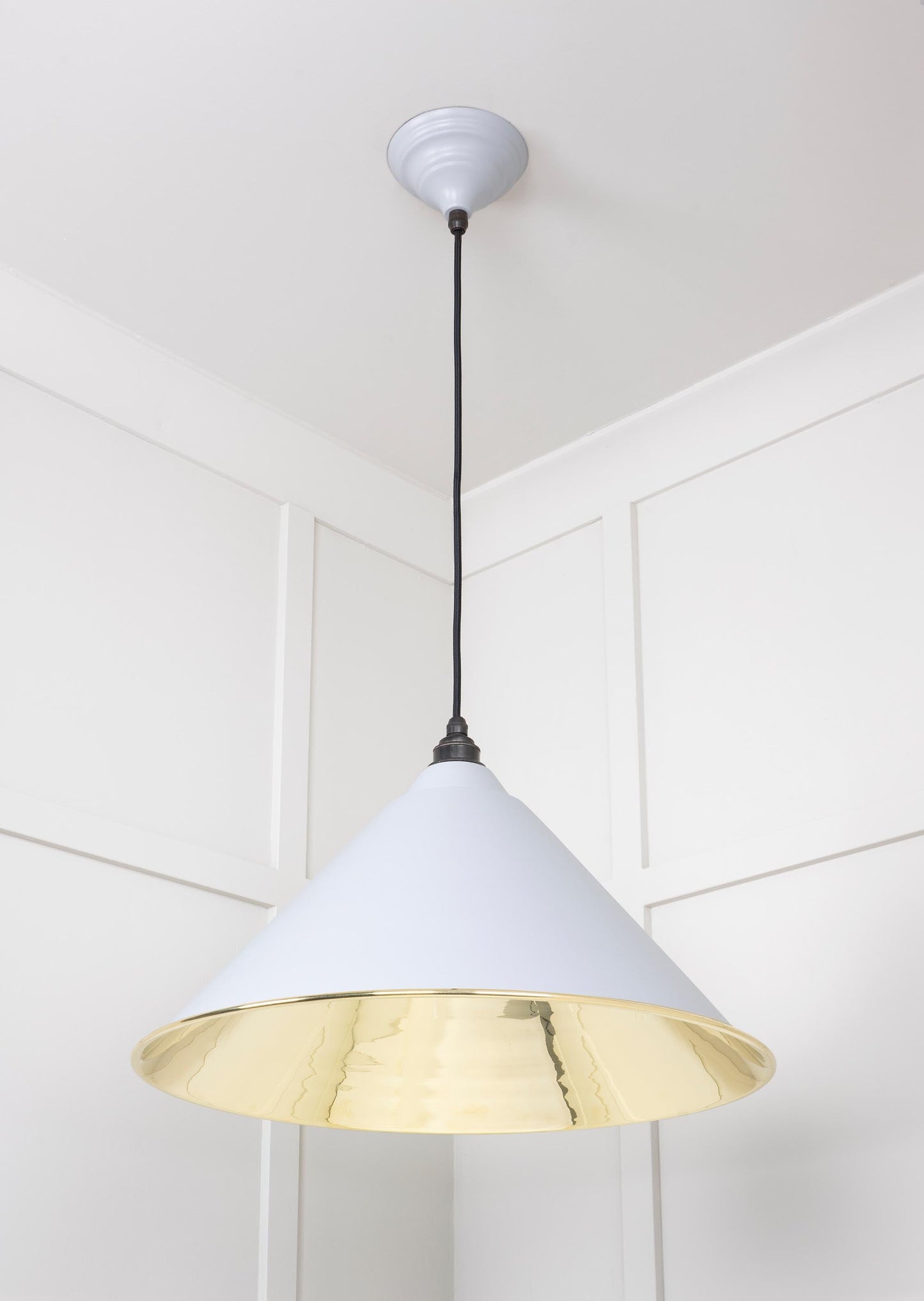 Smooth Brass Hockley Pendant Light Birch, Underside.