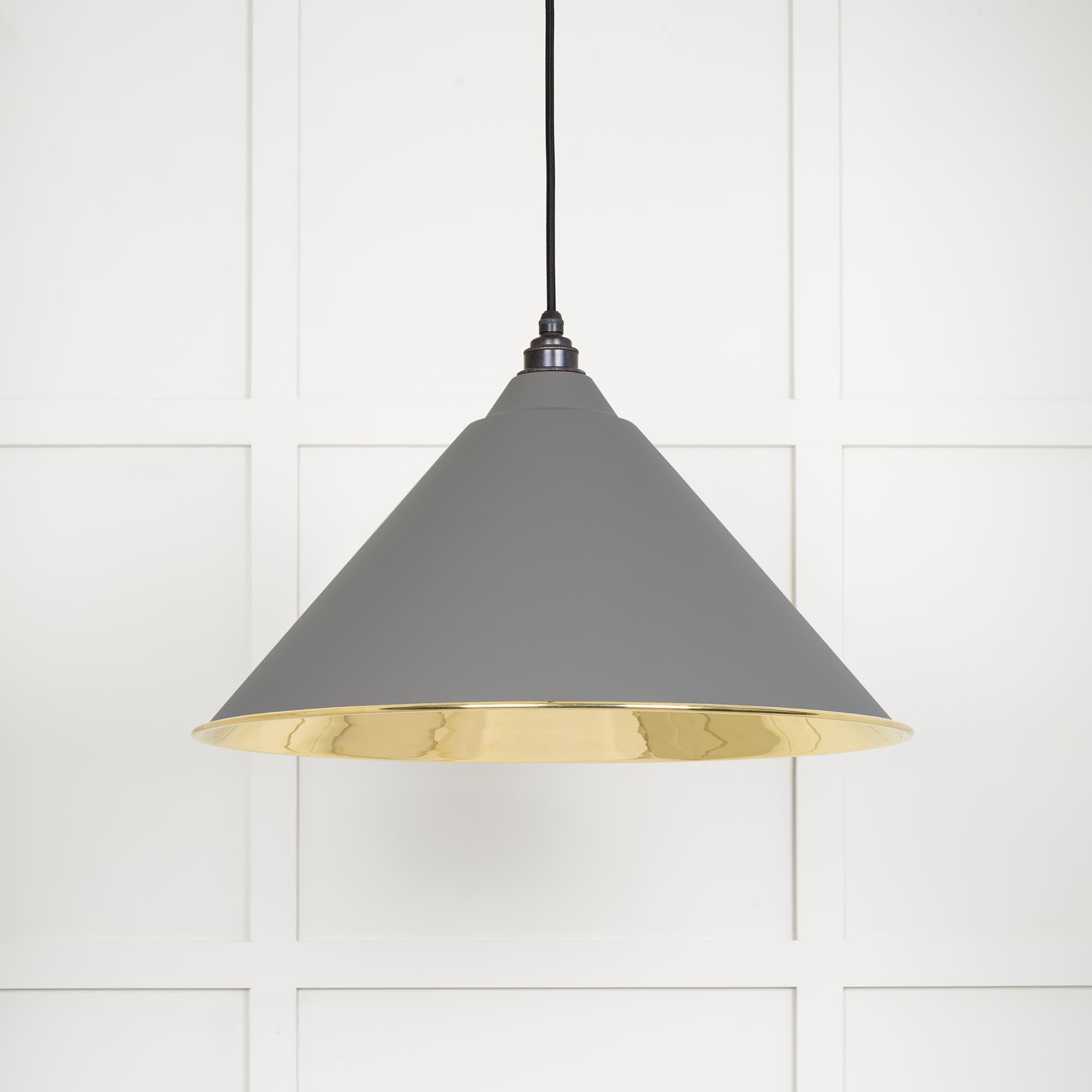 Smooth Brass Hockley Pendant Light Bluff, Front Side.