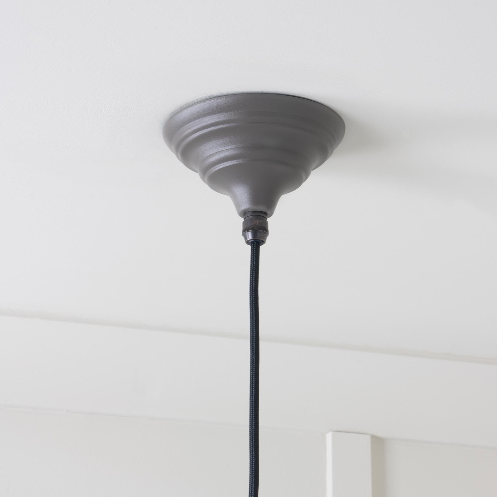 Smooth Brass Hockley Pendant Light Bluff, close up view of fitting and cable.