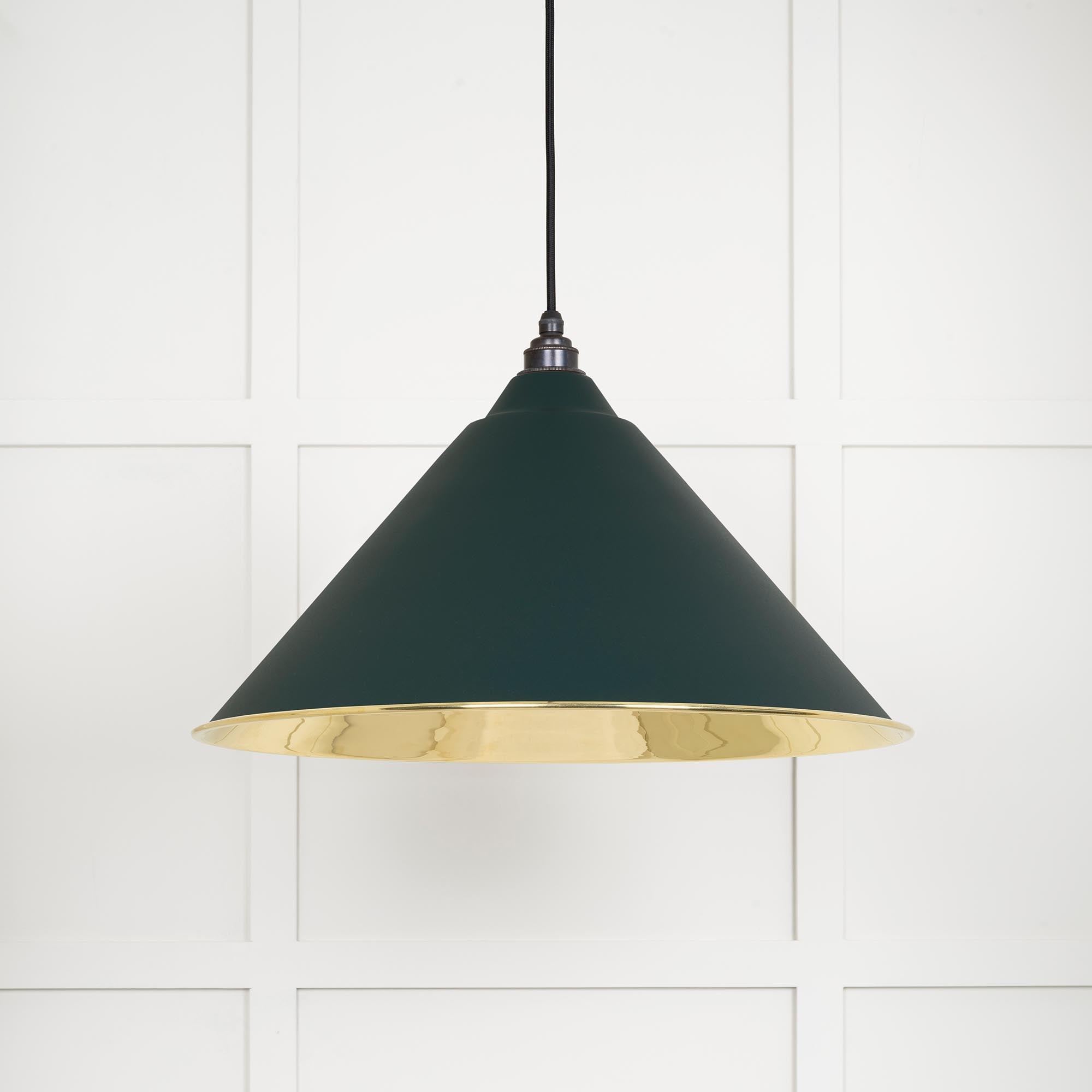 Smooth Brass Hockley Pendant Light Dingle, Front Side.