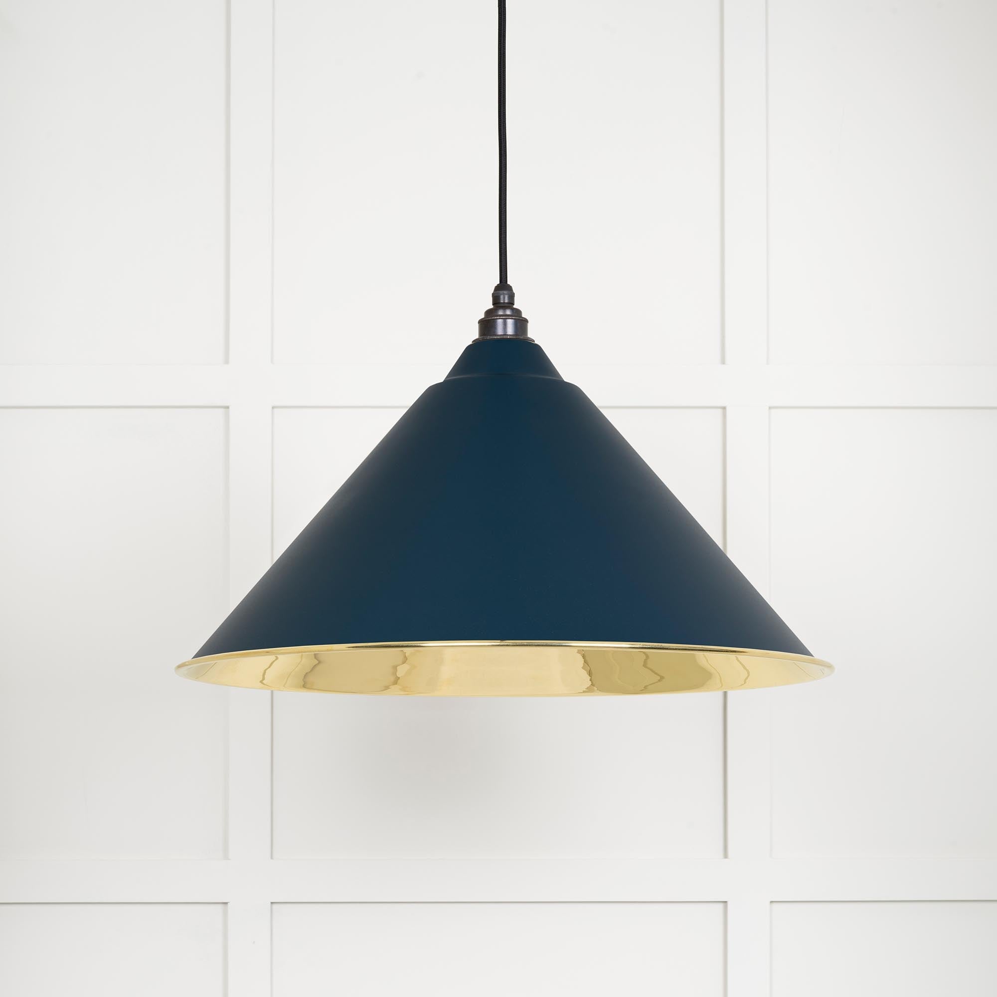 Smooth Brass Hockley Pendant Light Dusk, Front Side.